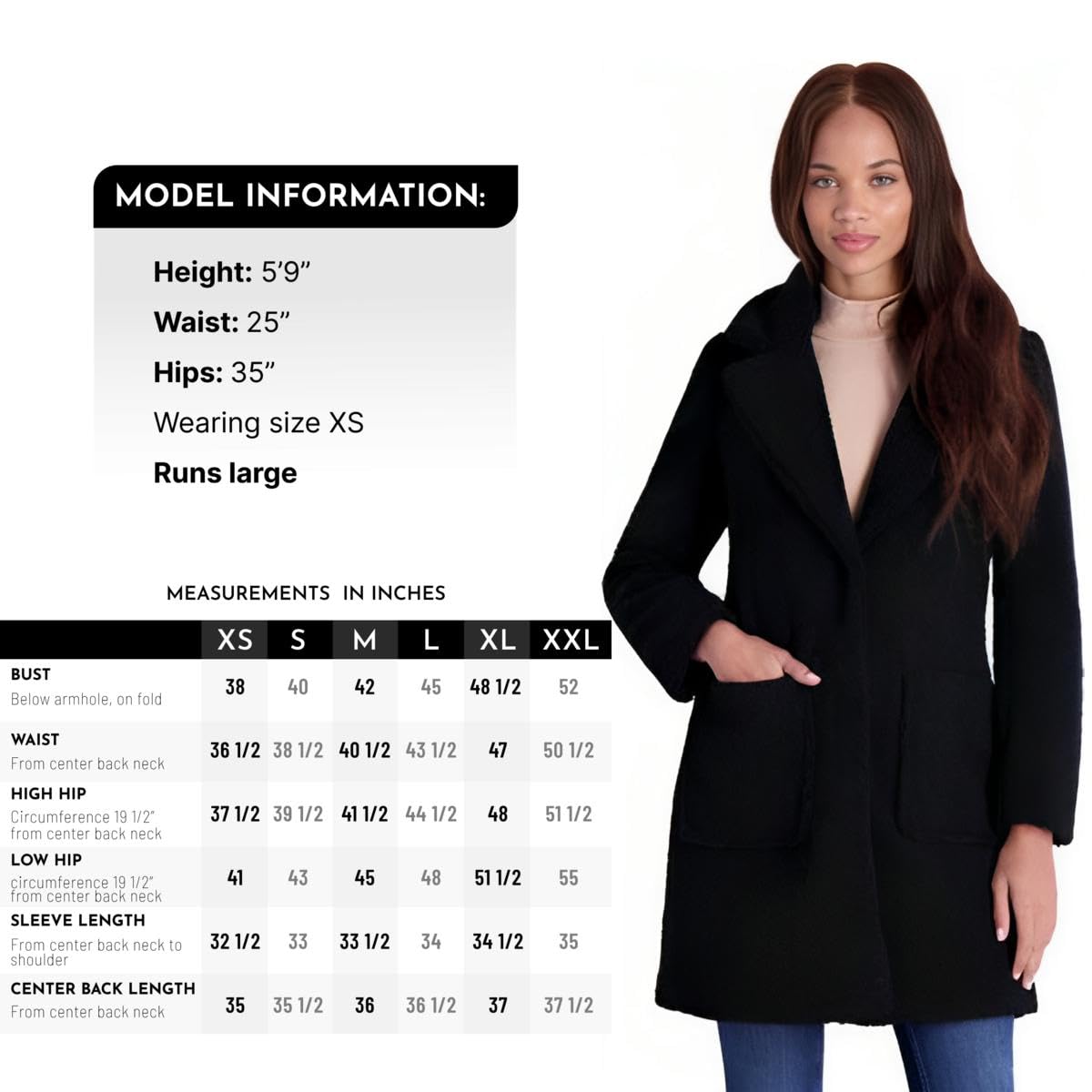 French Connection Women's Faux Shearling Teddy Lapel Midi Coat - Warm Winter Jacket for Casual Outings & Date Nights