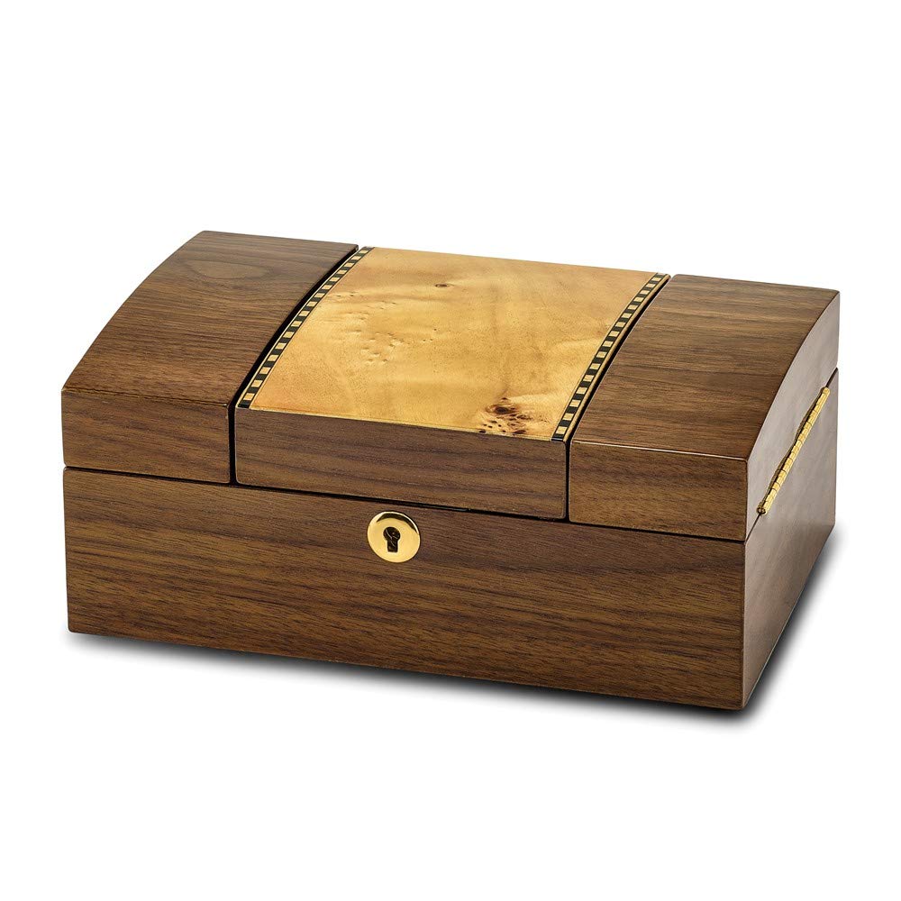 Exquisite Burlwood & Walnut Veneer Jewelry Box - Handcrafted Wooden Jewelry Organizer for Necklaces, Rings & Earrings - Perfect for Home Decor, Gift Giving & Luxury Storage