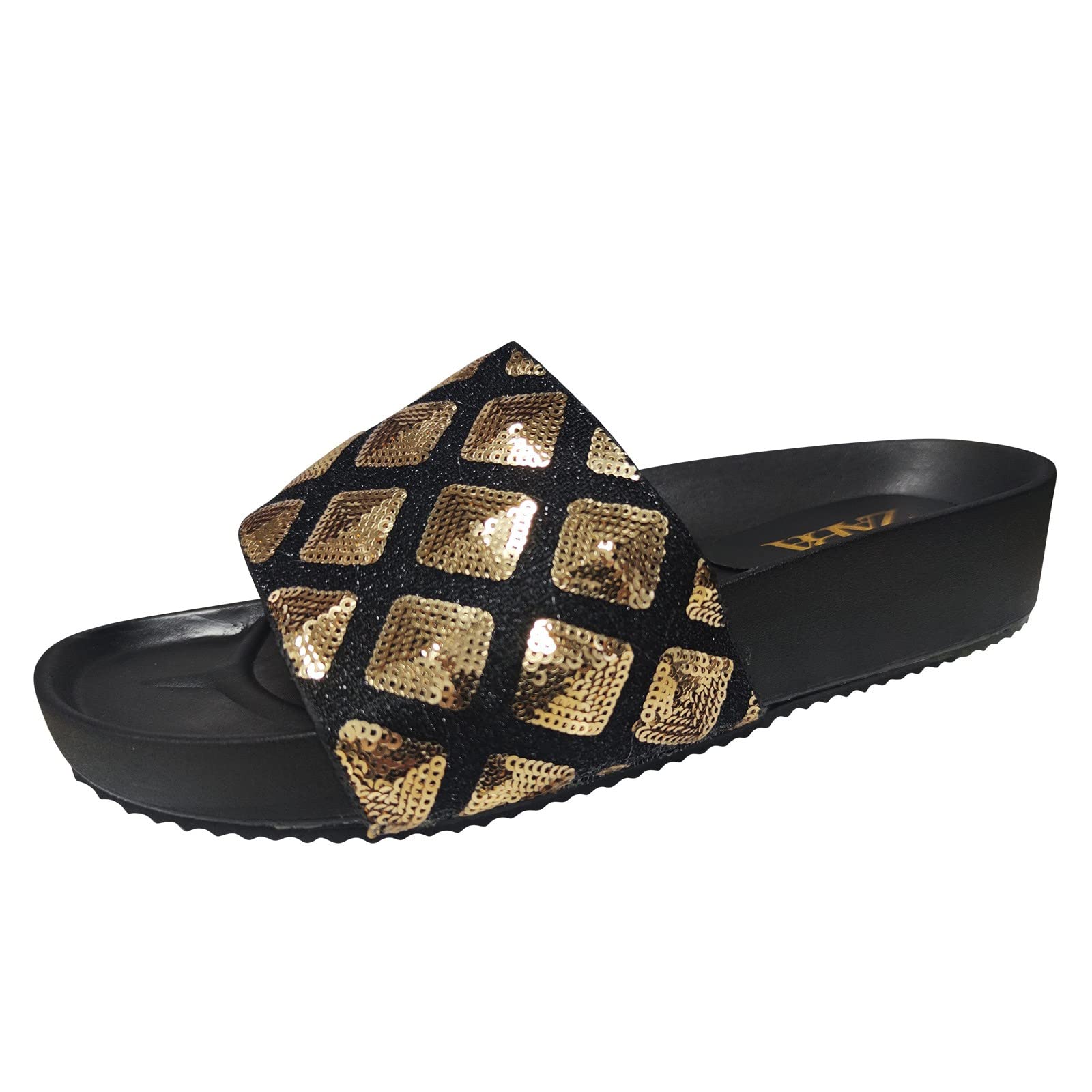 Women's Fashion Leather Sequin Platform Sandals - Comfortable Casual Beach Slippers for Ladies | Perfect for Summer Vacations, Pool Parties & Beach Outings