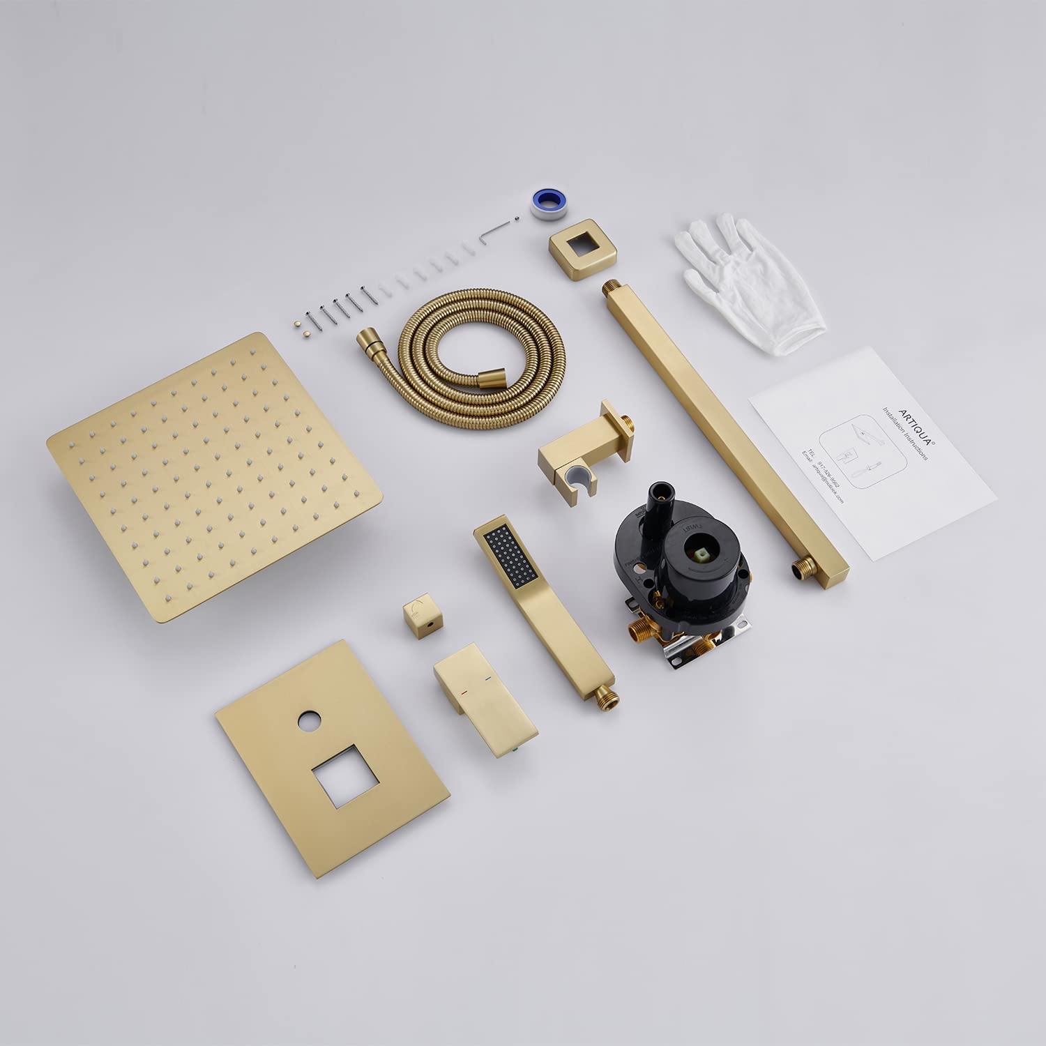 10 Inch Brushed Gold Wall Mount Rain Shower Combo Set - Rainfall Shower Head & Handheld Shower for Luxurious Bathroom Experience | Perfect for Master Bath, Spa Retreat & Modern Home Renovation