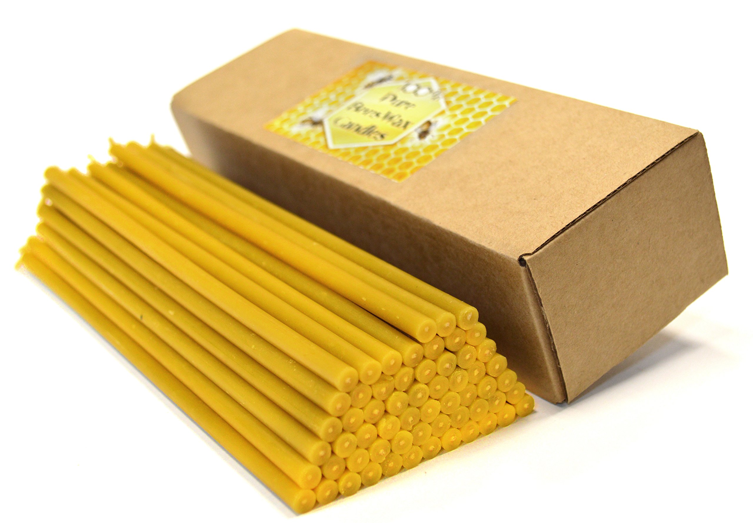 Natural Pure Beeswax Candles - Organic Honey Scented Eco-Friendly Candles in Gift Box (Cotton Wicks, Dripless & Smokeless, 8 Inch/20cm, 60pcs) - Perfect for Home Decor, Meditation, Relaxation & Romantic Ambiance