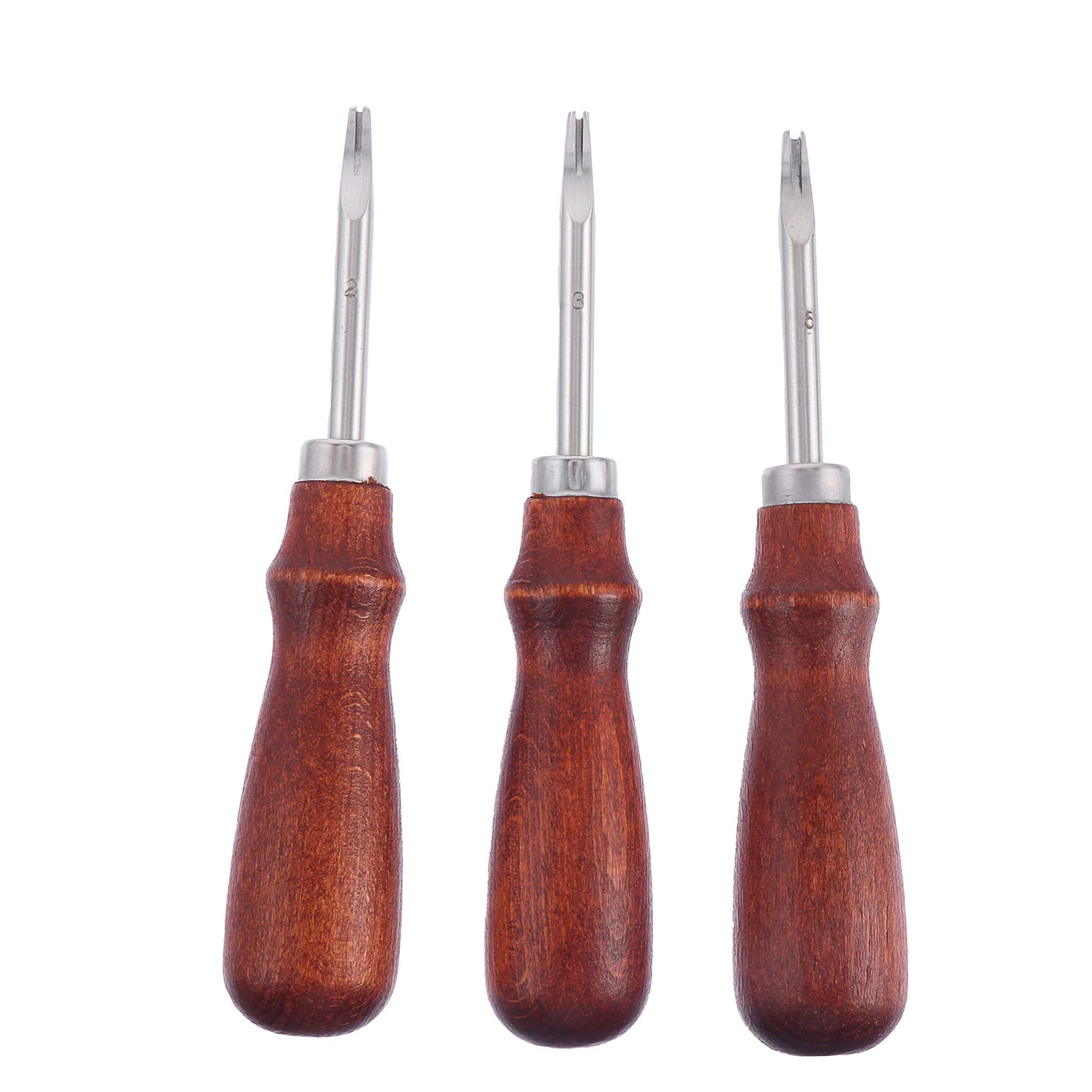 TEHAUX 3-Piece Leather Edge Beveler Set - High Carbon Steel Skiving & Trimming Tools with Wood Handle for Leather Crafting | Perfect for DIY Leather Projects, Shoe Repair & Bag Making