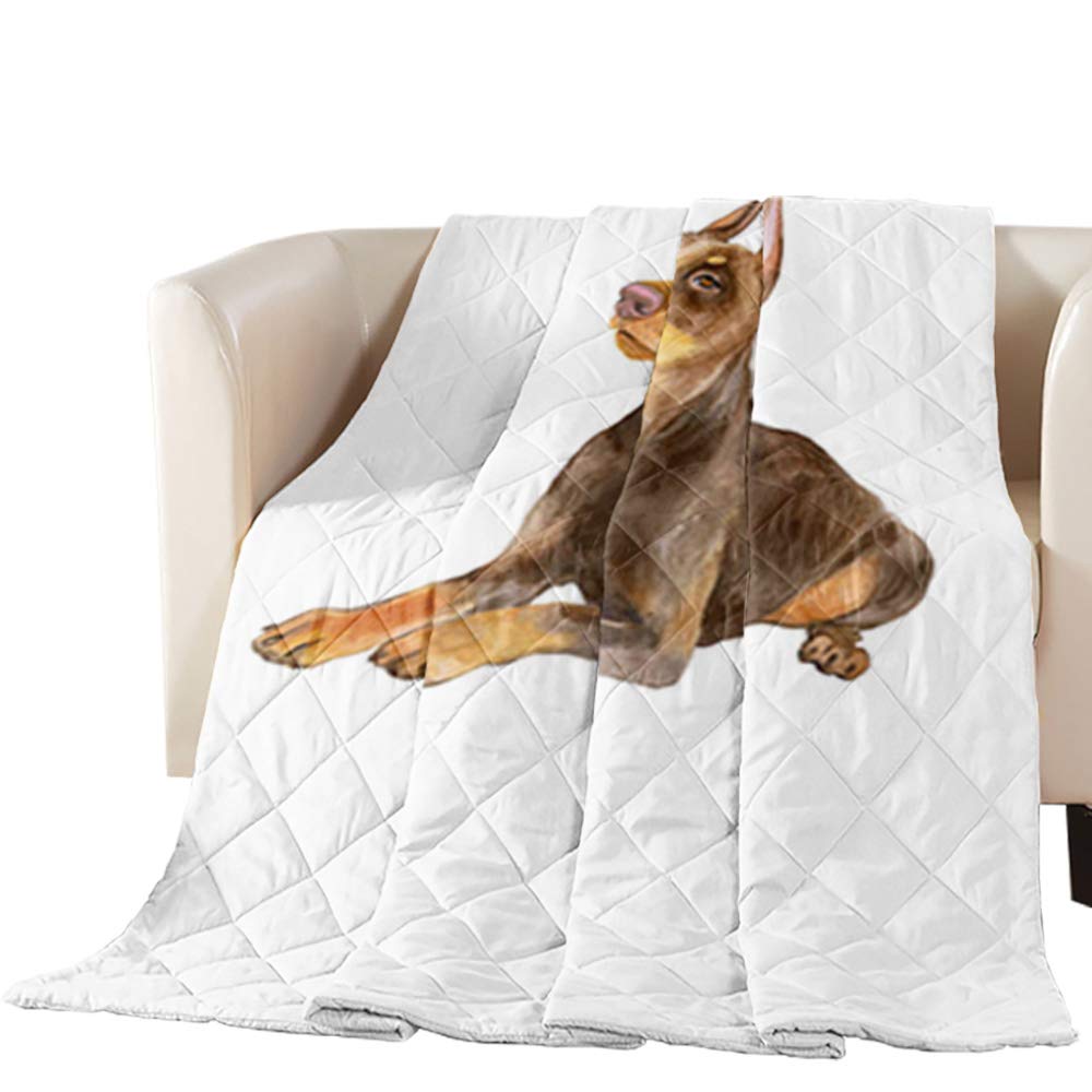 LEO BON Quilted Throw Blanket - 64x88 Inch Soft Microfiber All-Season Blanket with Cute Watercolor Dog Print, Cozy for Bed, Couch & Sofa - Perfect for Pet Lovers, Home Decor & Gift Giving