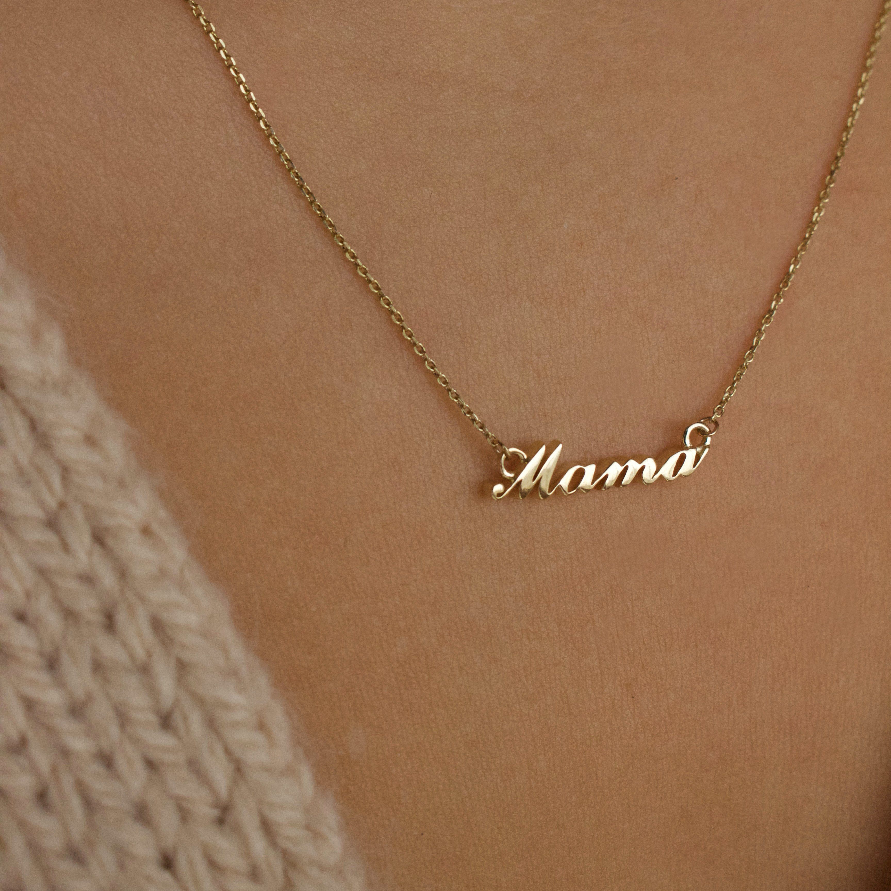 9K Solid Gold Mama Necklace - Elegant Personalized Jewelry Gift for Mothers - Perfect for Mother's Day, Birthday & Anniversary Celebrations