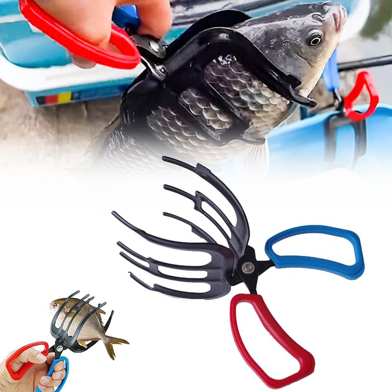 2024 Upgraded 3 Claw Fish Gripper - Heavy Duty Metal Fishing Pliers with Secure Grip | Multi-Tooth Design for Freshwater Fish | Perfect for Catch & Release, Boat Fishing & Shore Angling