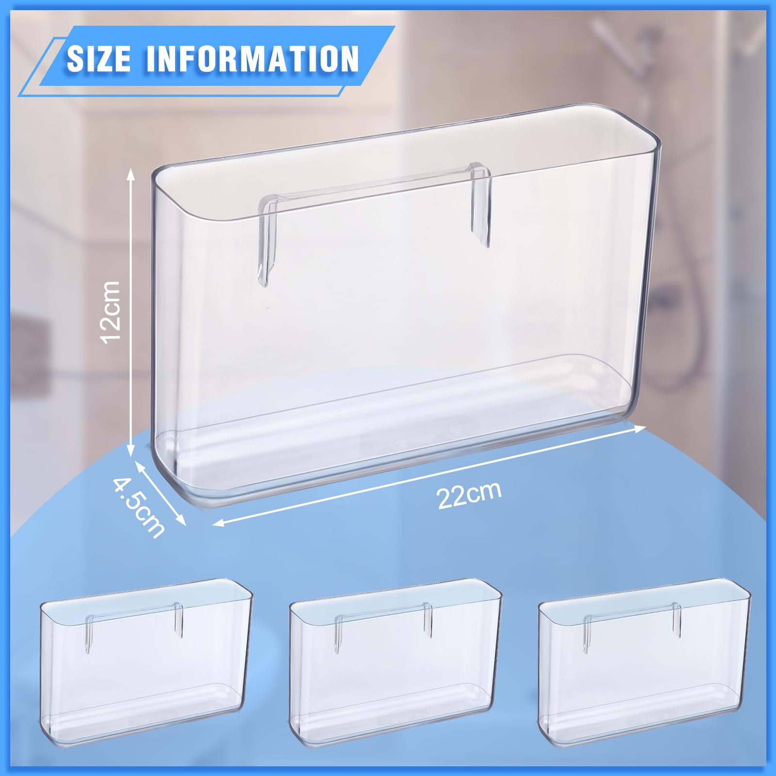 Suzile 6-Pack Clear Acrylic Wall Mount File Organizer - Adhesive Cabinet Door Storage Box for Office, Kitchen, Bathroom, Bedroom & Garage - Perfect for Documents, Spices, Toiletries & Craft Supplies (Large Size)