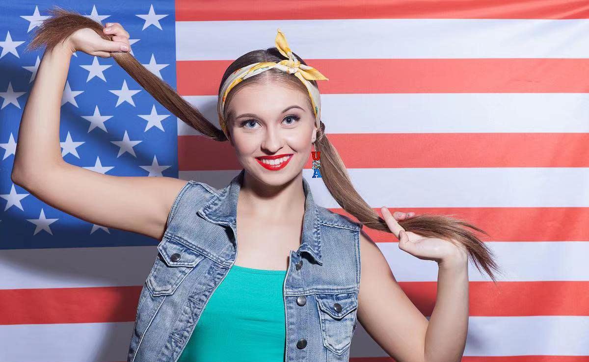 Patriotic American Flag Earrings for Women - Red White Blue Acrylic USA Heart Star Dangle Drop Jewelry - Perfect for 4th of July, Independence Day & National Pride Events