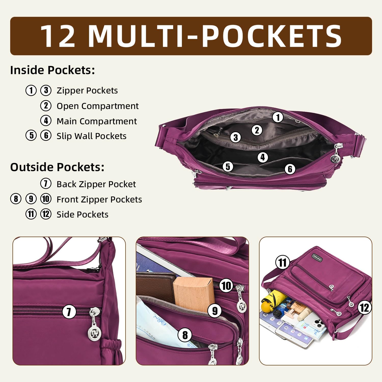 Stylish Women's Crossbody Bag with Multiple Pockets - Fashion Shoulder Purse for Daily Use, Travel & Work | Perfect for Commuting, Shopping and Weekend Outings