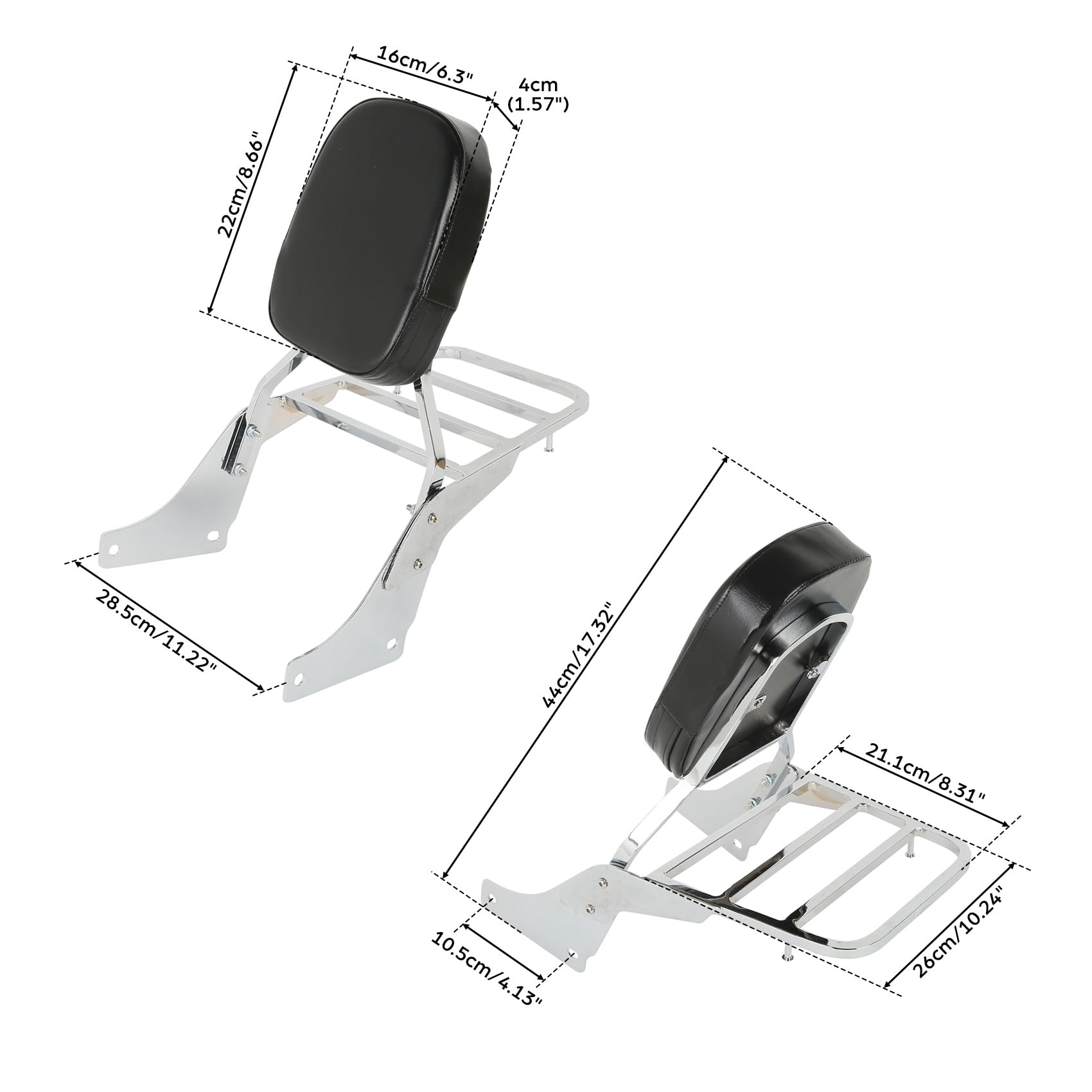 TCT-MT Sissy Bar Backrest Set with Luggage Rack Compatible with Honda Shadow ACE 1100 VT1100 All Years - Perfect for Long Rides & Motorcycle Touring