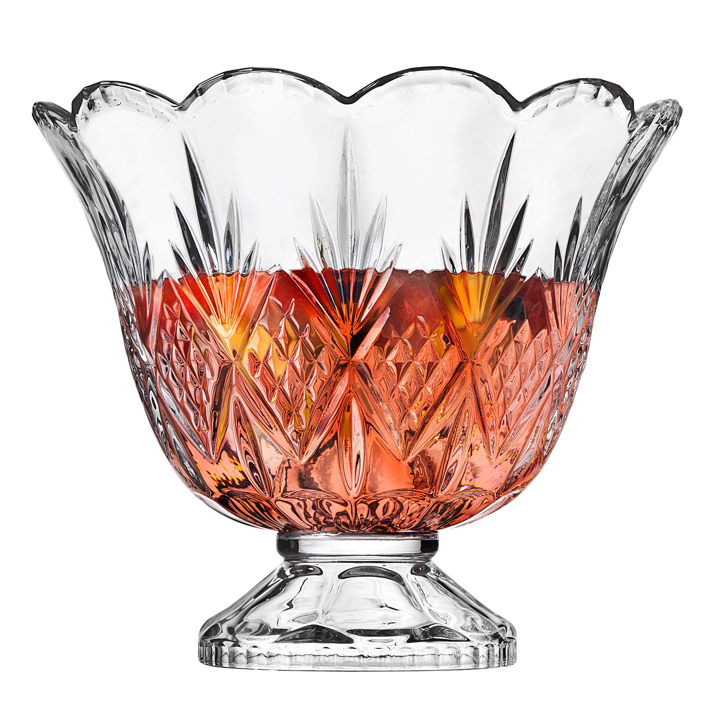 Godinger Dublin Crystal Punch Bowl Set with 8 Cups and Ladle - 10 Piece Elegant Glass Serving Set for Parties, Weddings & Holiday Entertaining