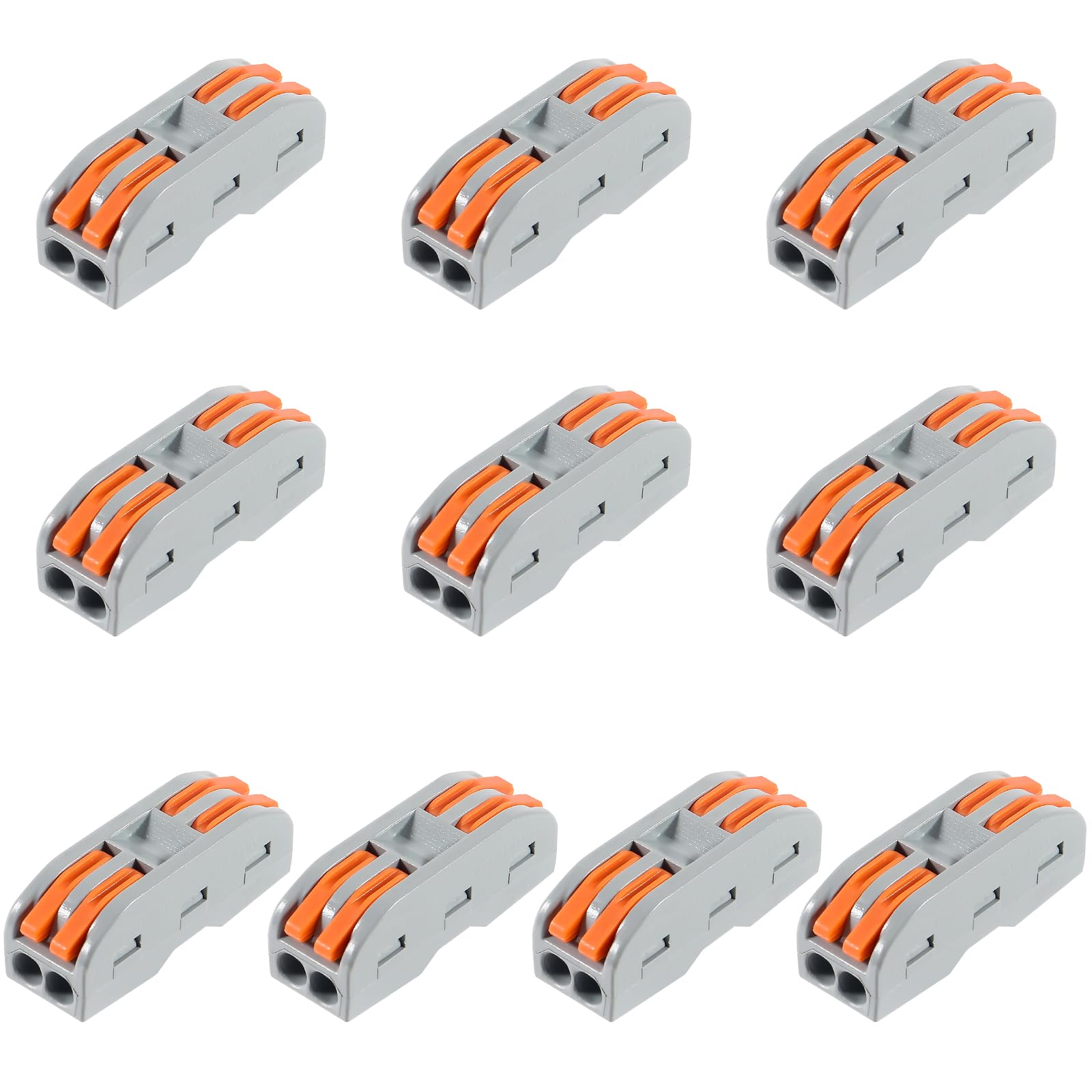 10pcs Lever Wire Connectors 2 Circuit Inline Splices - Electrical Wire Connector SPL-2 Lever Nuts for 28-12 AWG - Quick Connect Splice Wire Connectors for Home Wiring, Automotive & DIY Electrical Projects
