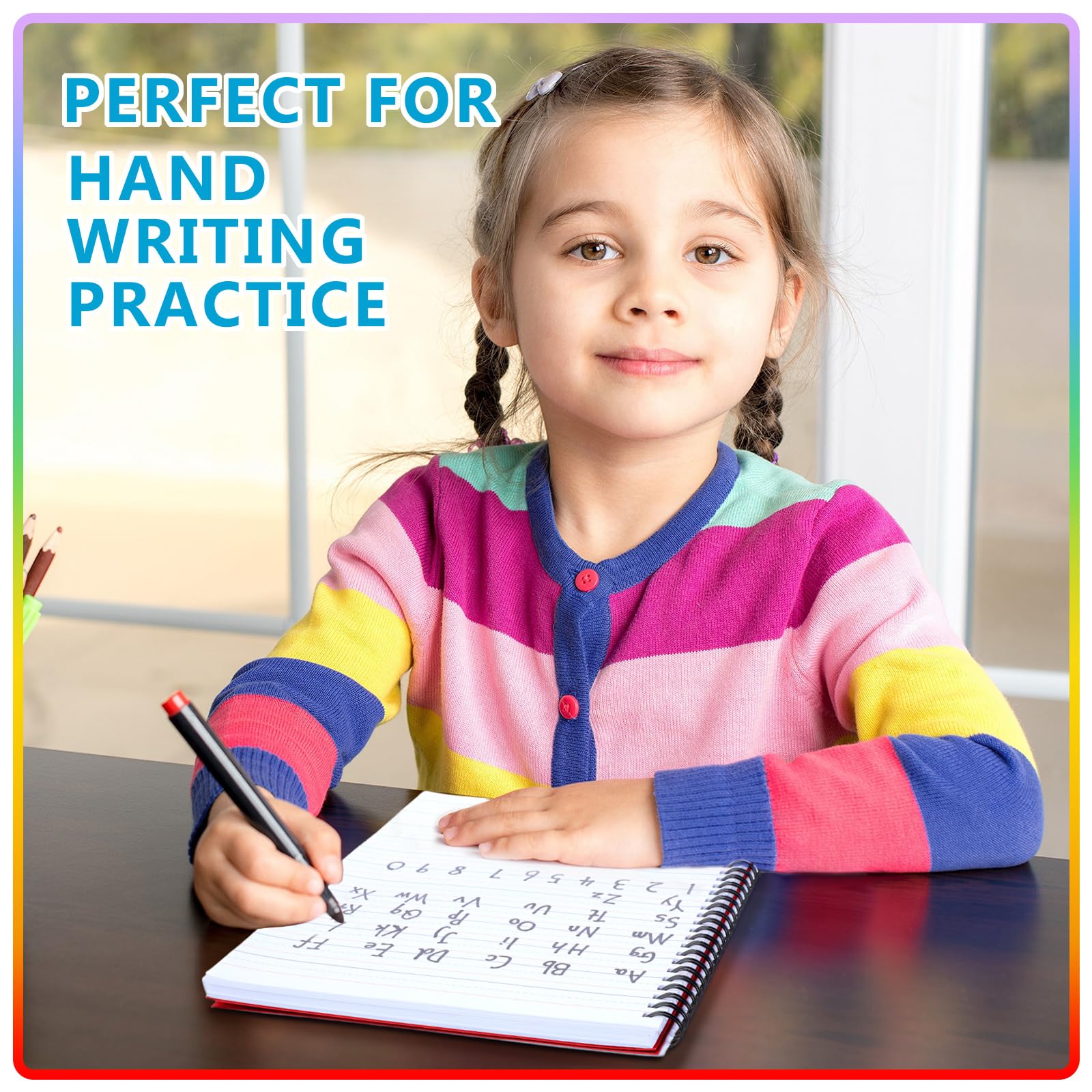 6-Pack Primary Composition Notebooks for Kids - Wide Ruled Spiral Writing Workbook with 100 Sheets (9.8