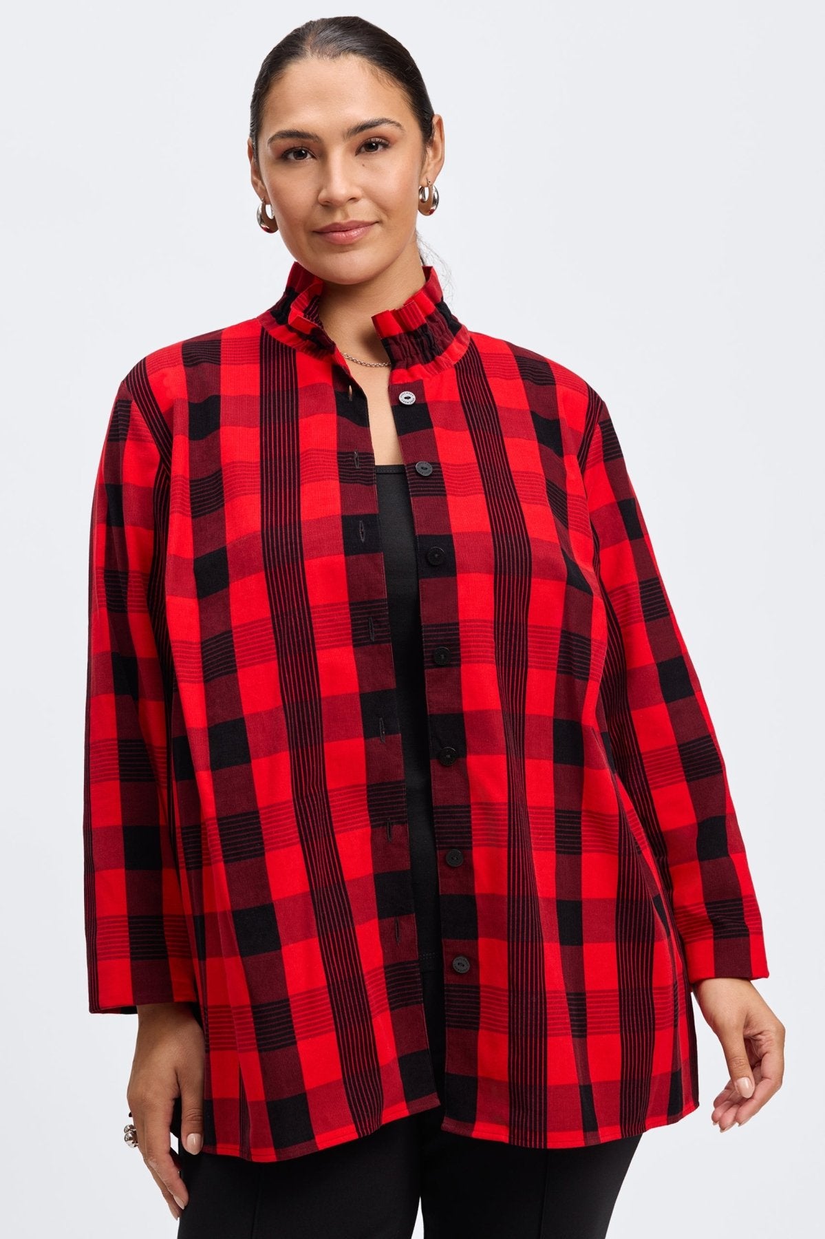 Carolina Plus Buffalo Check Long Sleeve Shirt Jacket for Men & Women | Plaid Flannel Shacket | Cozy Fall Winter Layering | Perfect for Outdoor Activities, Camping & Casual Wear