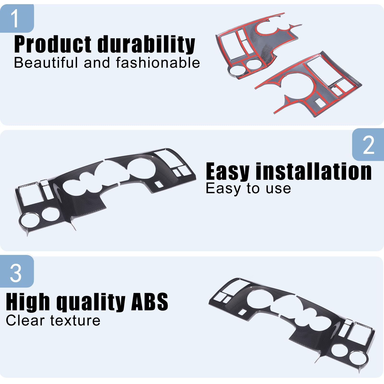 HAPPYHORSE Carbon Fiber Dashboard Cover for Toyota Tundra 2007-2013 & Sequoia 2007-2021 - Interior Trim Protection & Decorative Upgrade - Perfect for Off-Roading & Daily Driving