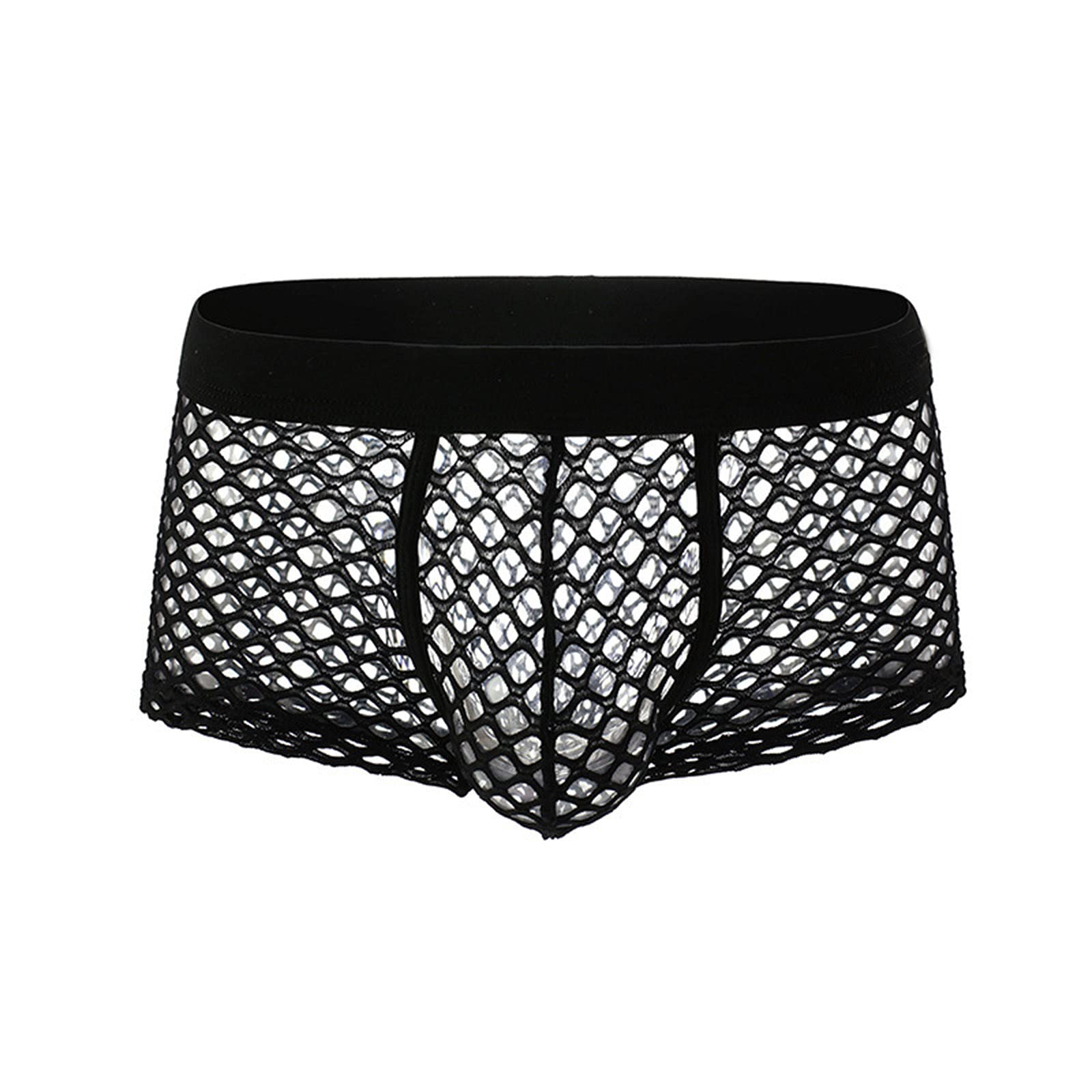 Sexy Men's Mesh Underwear - Transparent Cutout Japanese Style Shorts for Big & Tall - Comfortable & Breathable Black Molasses Underwear for Nightwear, Loungewear & Special Occasions