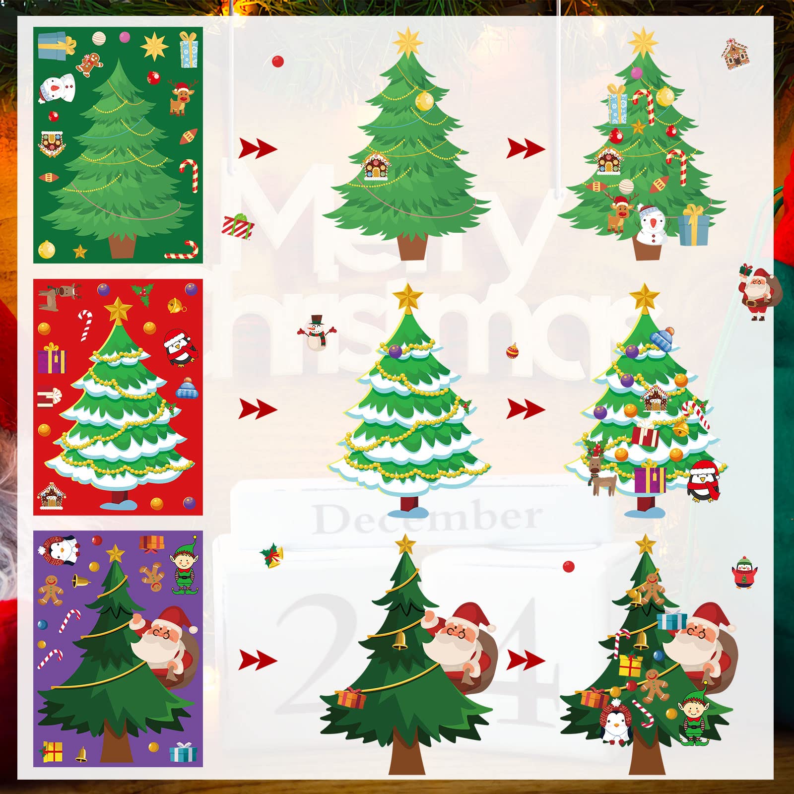 NOVWANG Christmas Tree Stickers for Kids - DIY Holiday Craft Kit, Party Games & Classroom Activities | Perfect for Christmas Decorations, Gift Wrapping & Holiday Projects