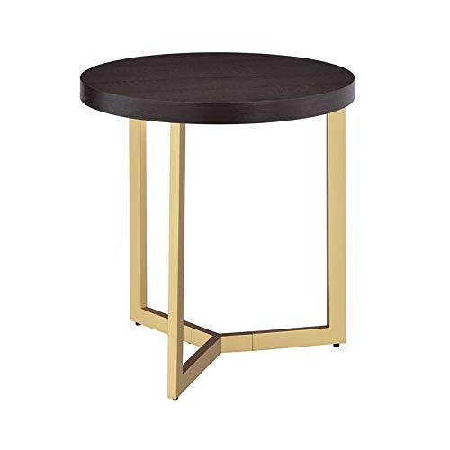 BOWERY HILL Modern Round Wooden Coffee Table - Espresso Finish End Table for Living Room, Bedroom & Office Decor