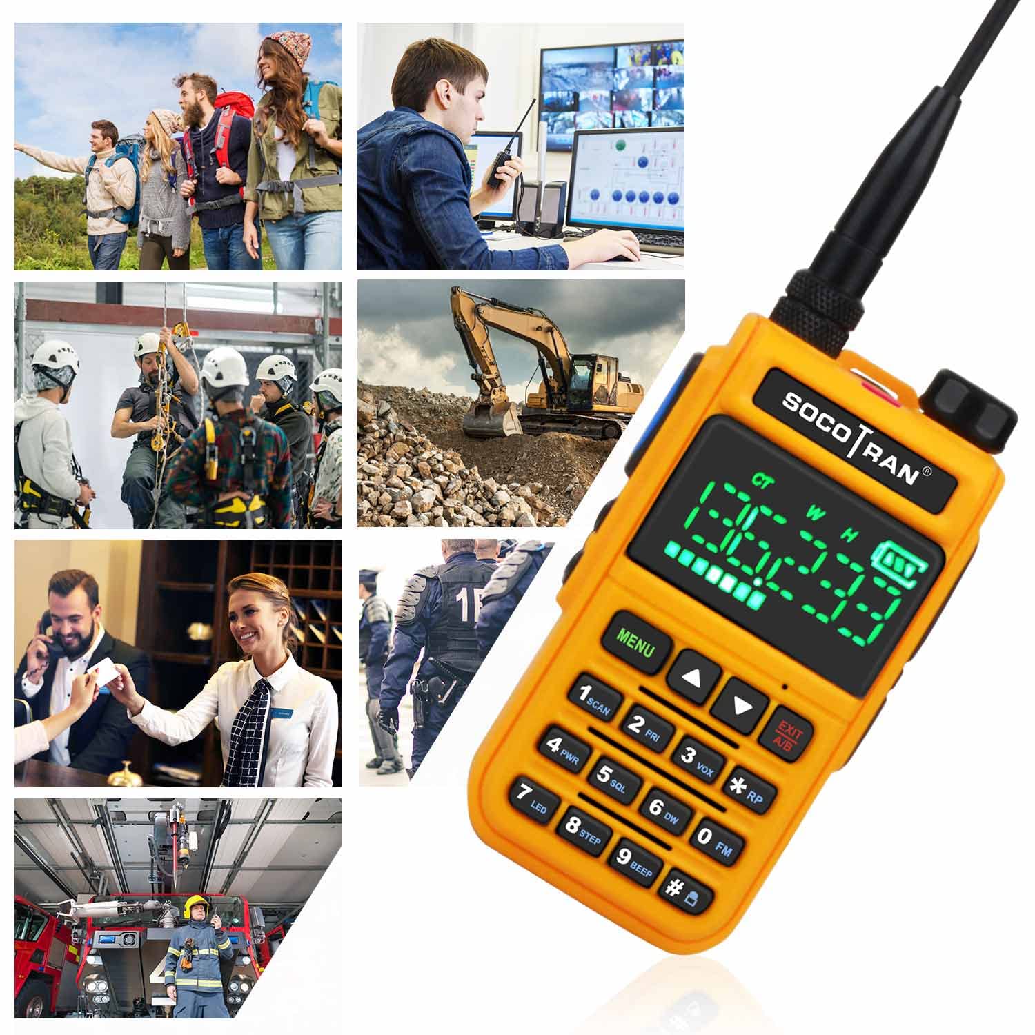 SOCOTRAN UV-5118 Dual Band Walkie Talkie (108-660MHz) - Air Band, Marine Radio, Police Scanner with NOAA Weather Alert, VOX & Hidden LCD Display (Red) - Ideal for Outdoor Adventures, Emergency Communication & Security Monitoring
