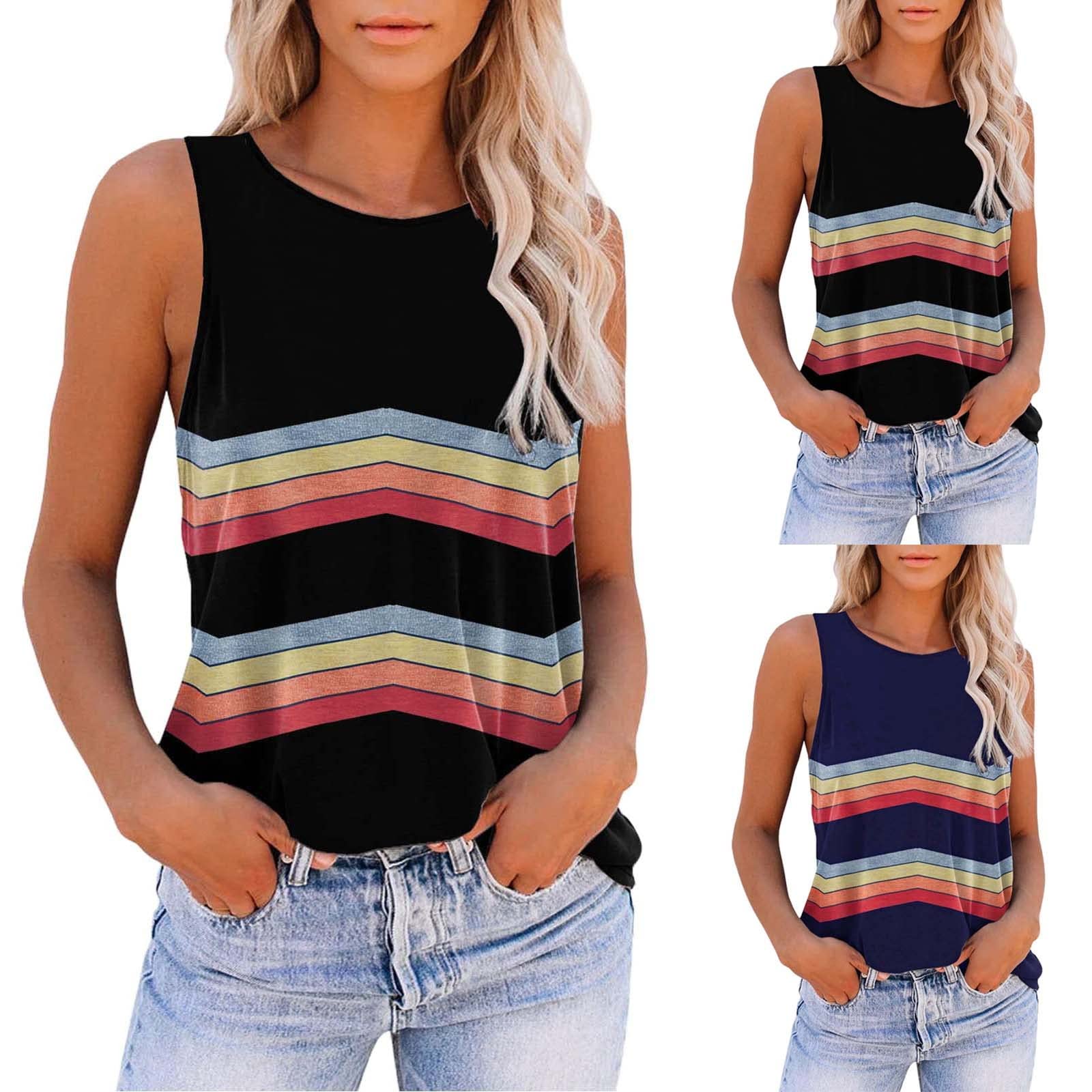 Women's Tank Tops with Built-in Bra - Summer Sleeveless Crop Top Blouse in Black & Blue | Yoga, Gym, Beach Wear & Casual Outfits