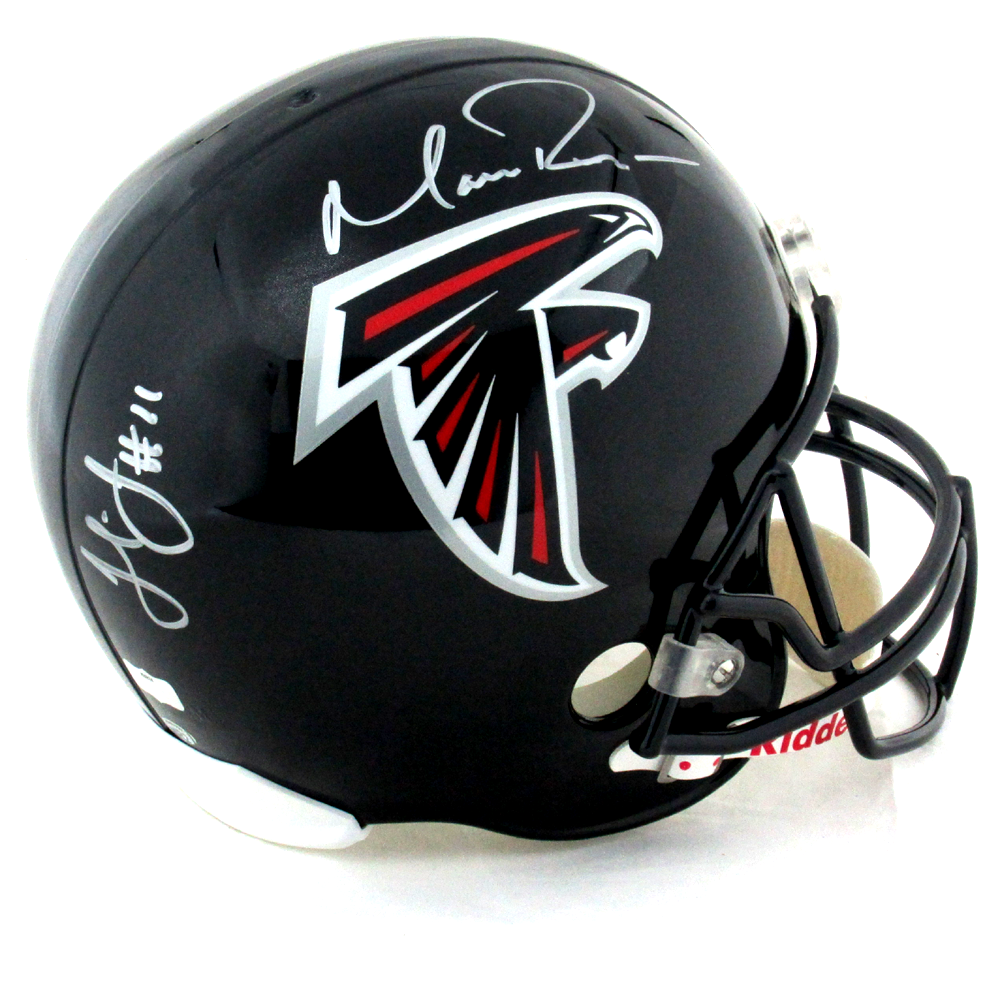 Julio Jones & Matt Ryan Autographed Atlanta Falcons Riddell Full Size NFL Helmet - Official Collectible Football Memorabilia for Fans & Sports Enthusiasts - Perfect for Man Cave, Game Room, or Office Decor