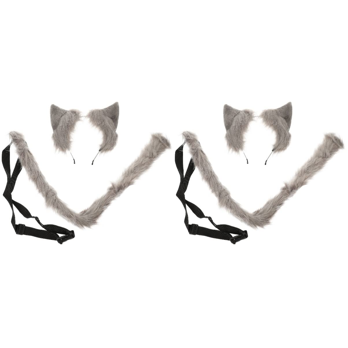 Beavorty 2-Piece Cat Ears and Tail Set - Animal Costume Headband with Fluffy Tail for Halloween, Cosplay, Parties & Dress-Up | Perfect for Adults & Kids