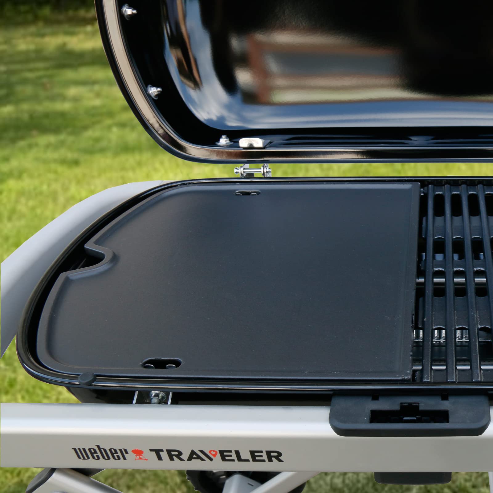 Hisencn 7034 Cast Iron Griddle Replacement for Weber Traveler 9010001 Portable Gas Grill - Pre-Seasoned Black Griddle for Outdoor BBQ, Camping & Tailgating - Perfect for Pancakes, Burgers & Steak Cooking
