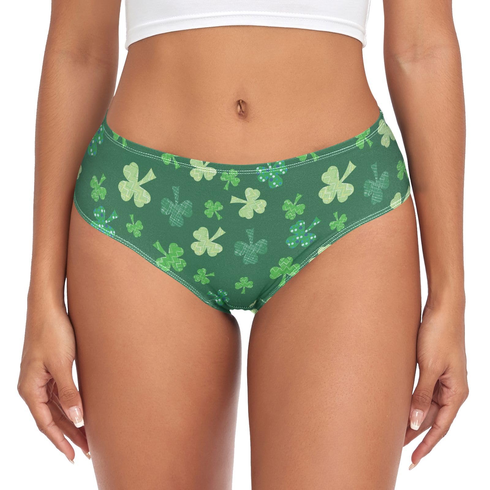 Women's St. Patrick's Day Striped Shamrock Hipster Panties - Soft Cotton Underwear for Comfort & Style - Perfect for Irish Themed Parties & Festive Celebrations