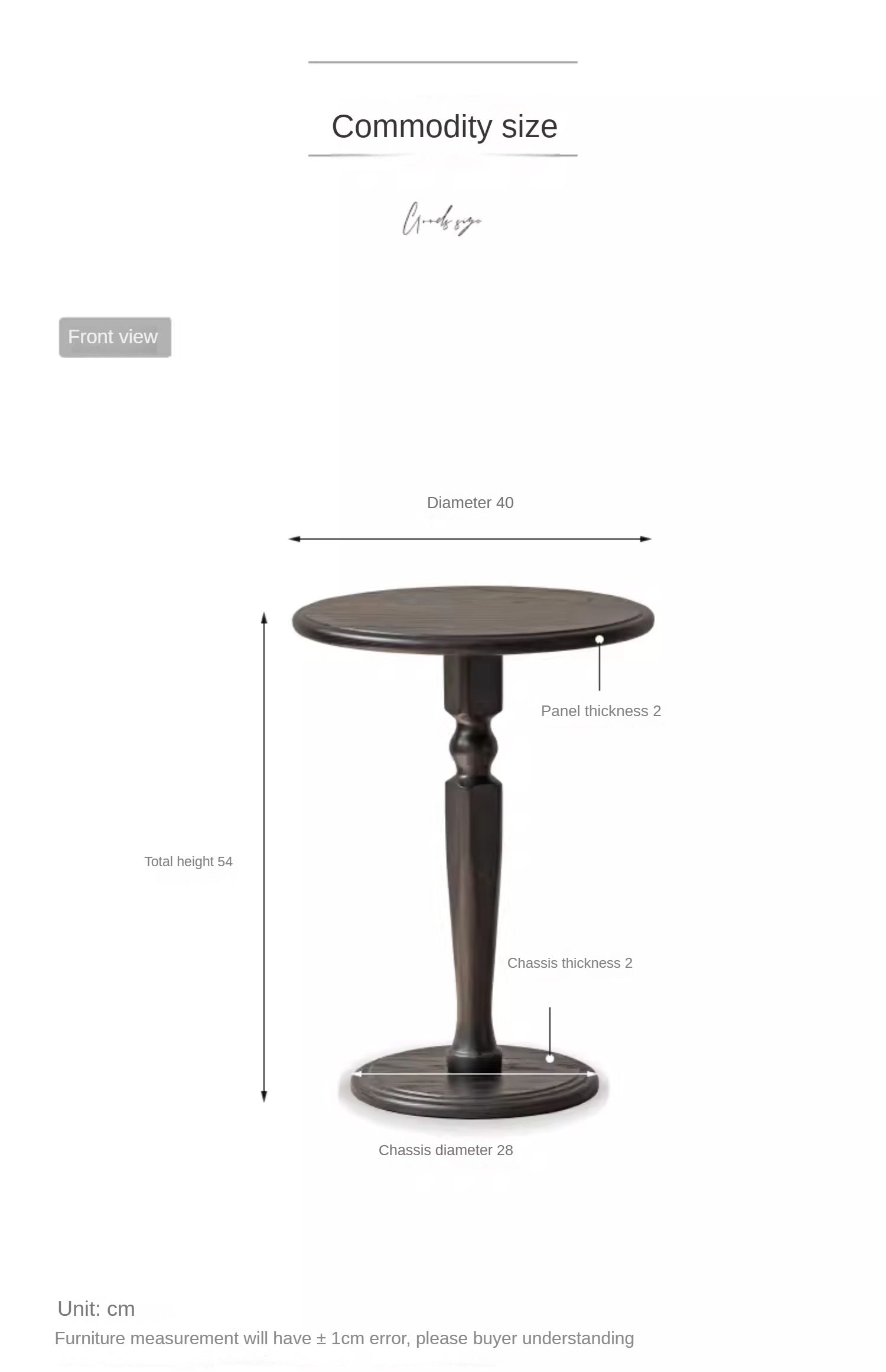 Solid Oak Wood Side Table - Small Black End Table for Living Room, Bedroom & Office - Durable & Stylish Furniture for Home Decor