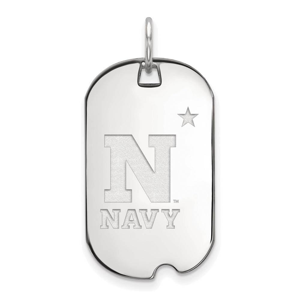 14k White Gold Navy Small (1/2 Inch) Dog Tag - Military Style Personalized ID Necklace for Men & Women - Perfect for Everyday Wear, Gifts & Memorial Jewelry
