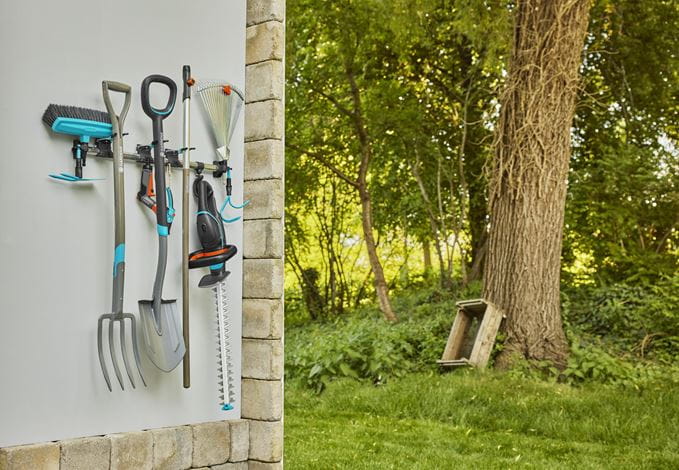 Gardena Tool Rack Plus - Heavy Duty Wall Mounted Garden Tool Organizer for Yard Storage | Perfect for Garage, Shed & Outdoor Tool Organization