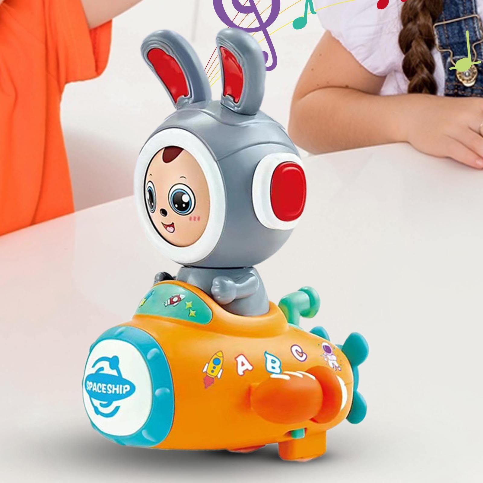 Electronic Bunny Toy with Music & LED Lights - Interactive Space Rocket Bunny Ride Toy for Kids - Fun Animal Musical Entertainment Toy for Toddlers & Preschoolers - Perfect for Birthday Gifts, Playtime & Early Learning Development