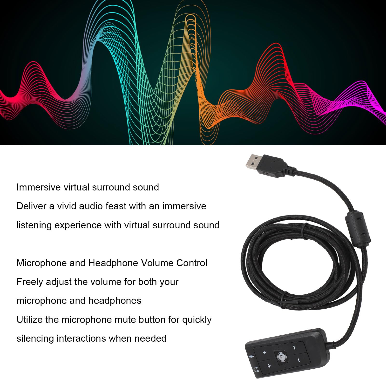 USB Sound Card with 3.5mm Jack Audio Adapter - Virtual 7.1 Surround Sound for HyperX Cloud II, PS5, Xbox Series X/S & Xbox One - Plug & Play for Gaming, Streaming & Conference Calls