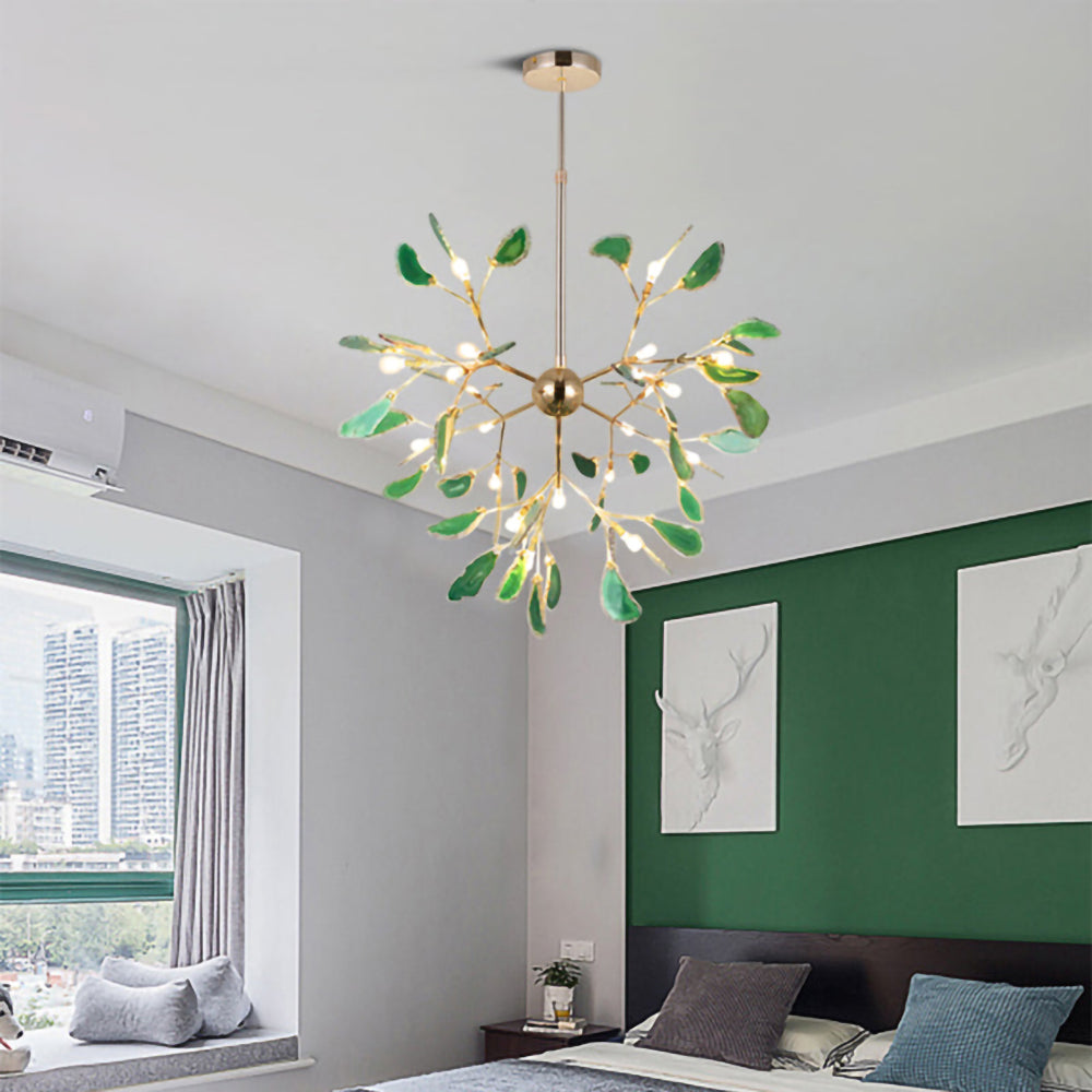 Agate Flake Chandelier - Elegant Natural Stone Crystal Ceiling Light Fixture for Dining Room, Living Room, Bedroom Decor | Modern Luxury Home Lighting
