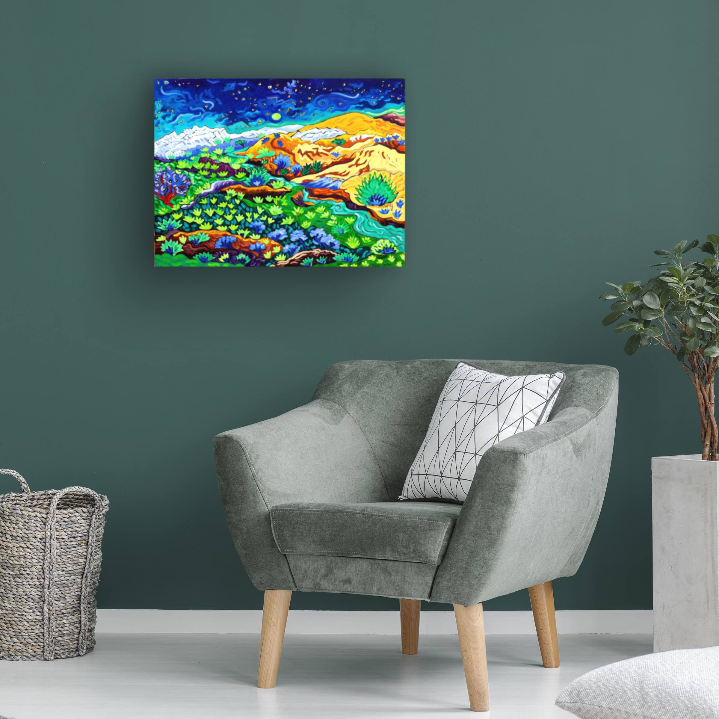 Trademark Fine Art 'Western Starlight' Canvas Wall Art by Cathy Carey - Western Landscape Painting for Living Room, Bedroom & Office Decor