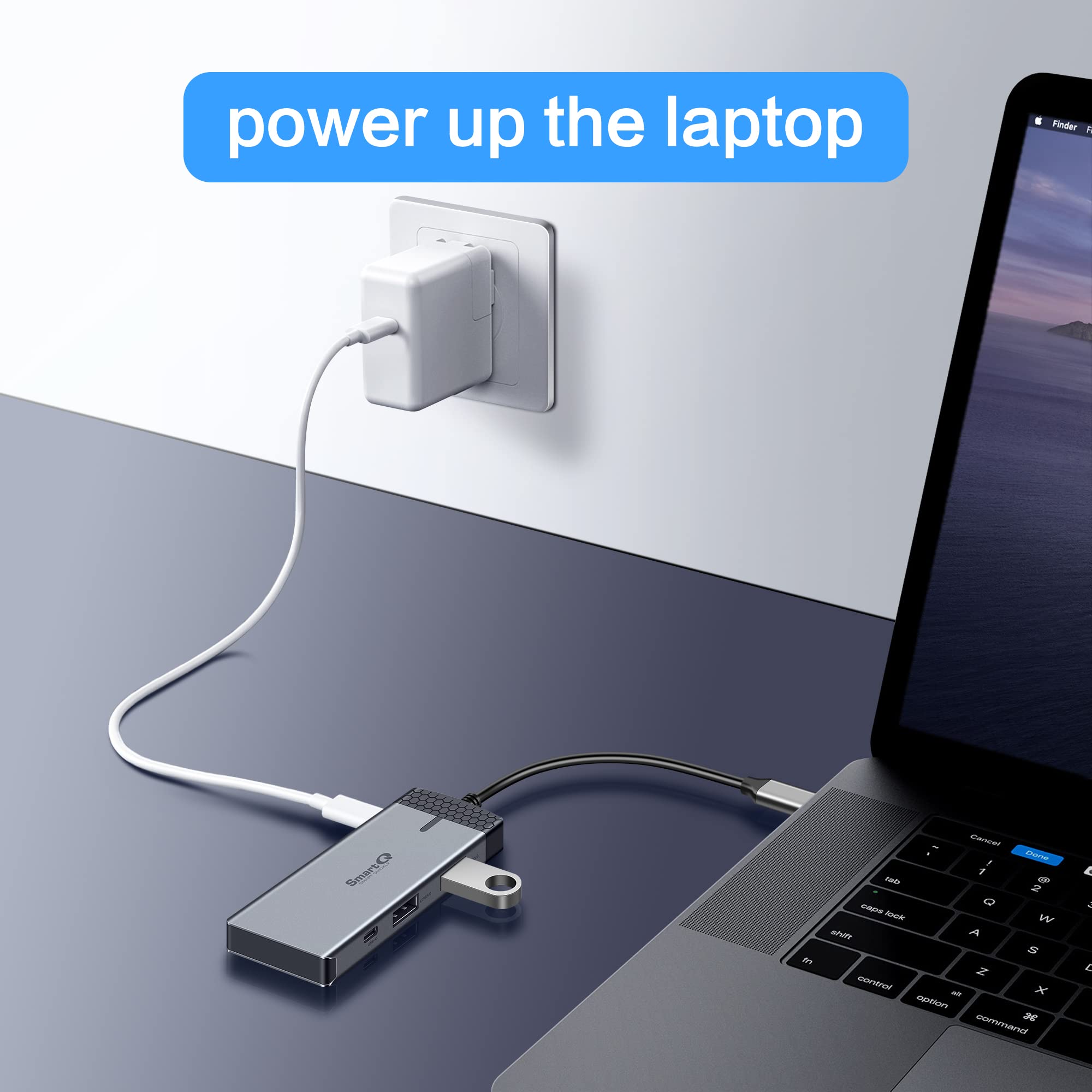SmartQ H352 7-in-1 USB C Hub with 4K HDMI, 100W Power Delivery, USB-C Port, 2 USB-A 5Gbps, microSD/SD Card Reader - Compatible with MacBook Air/Pro, Dell XPS, Laptops, Tablets & Desktops - Perfect for Home Office, Remote Work & Multi-Screen Setup