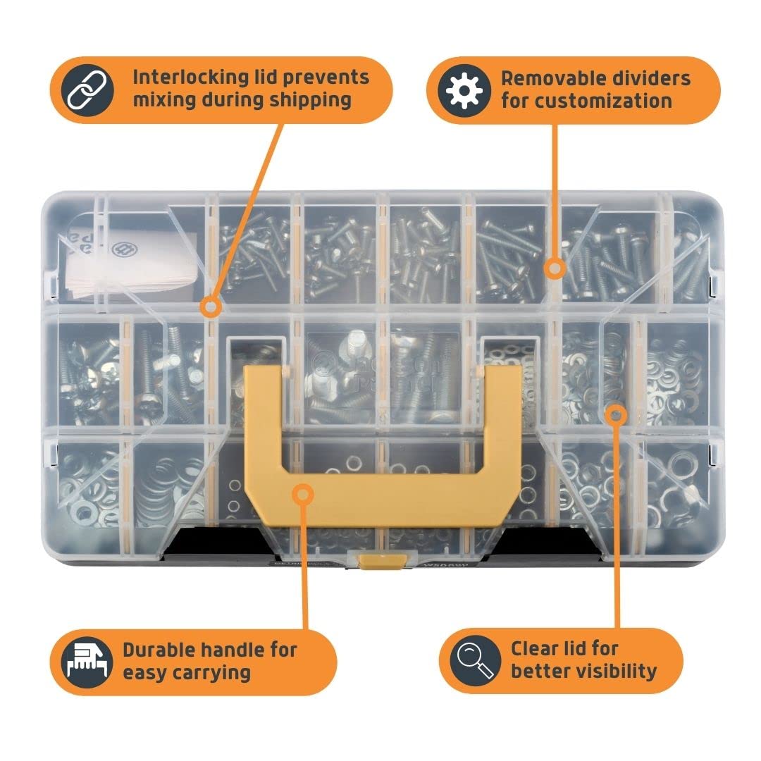 2251-Piece Hardware Assortment Kit with Screws, Nuts, Bolts & Washers (3 Tray Organizer) - Perfect for Home Repairs, DIY Projects & Workshop Organization
