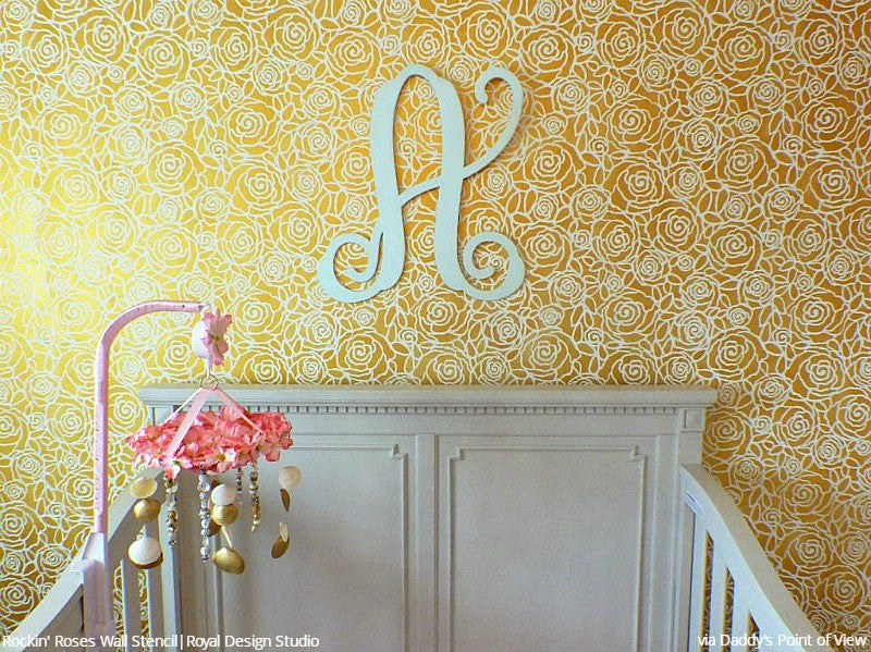 Rockin' Roses Damask Wall Stencil - Reusable DIY Painting Template for Home Decor, Bedroom & Nursery Accent Walls - Perfect for Wall Art, Furniture Upcycling and Craft Projects