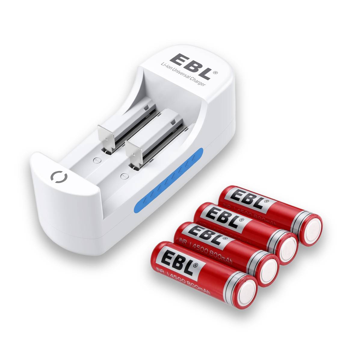 EBL 4-Pack 14500 3.7V 900mAh Rechargeable Li-ion Batteries with USB Charger - Perfect for Flashlights, LED Lights, and Electronic Devices