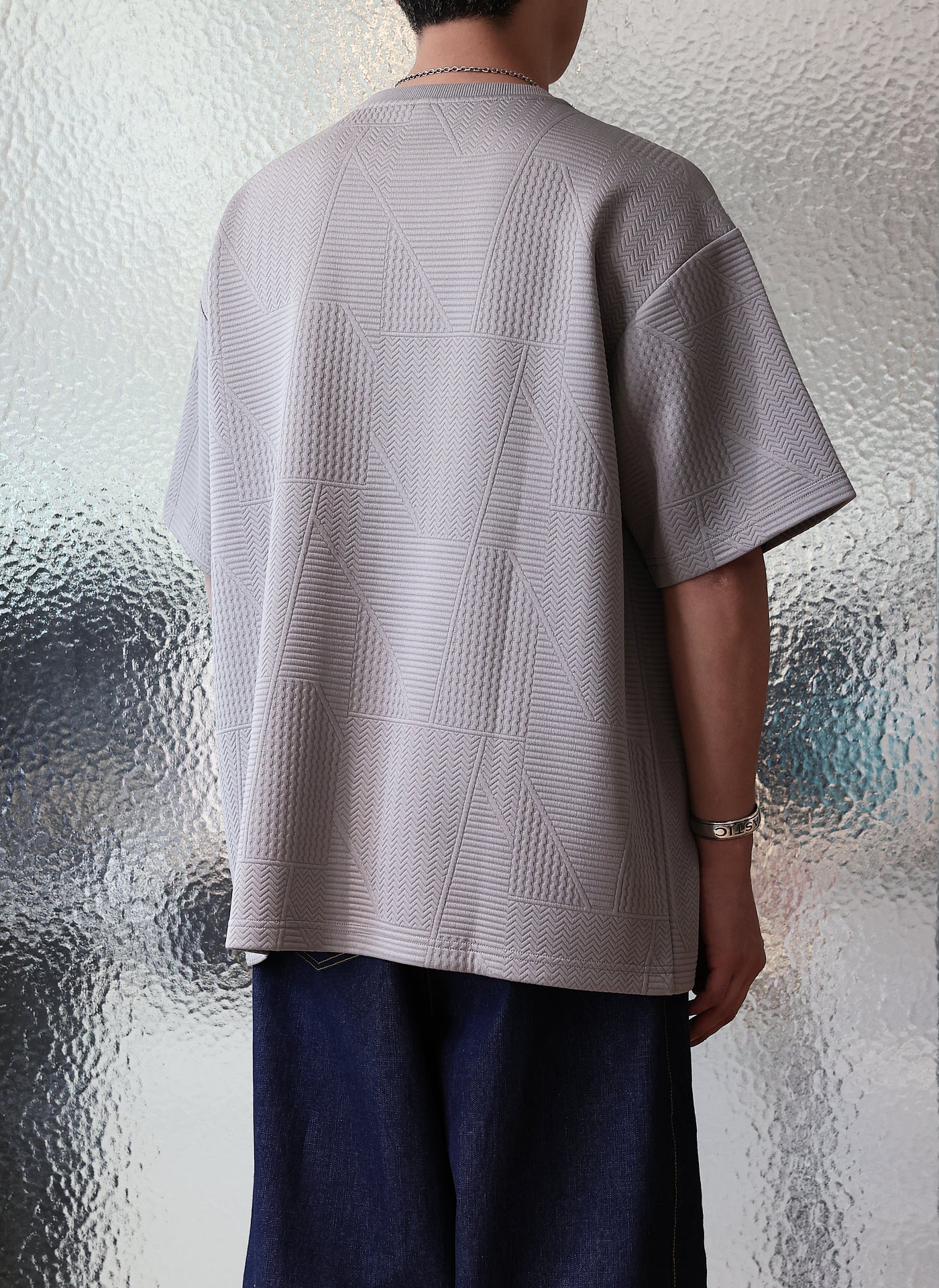 Stylish Polyester Spandex Jacquard Oversized T-Shirt for Women - Comfortable & Trendy Casual Wear for Everyday Outfits