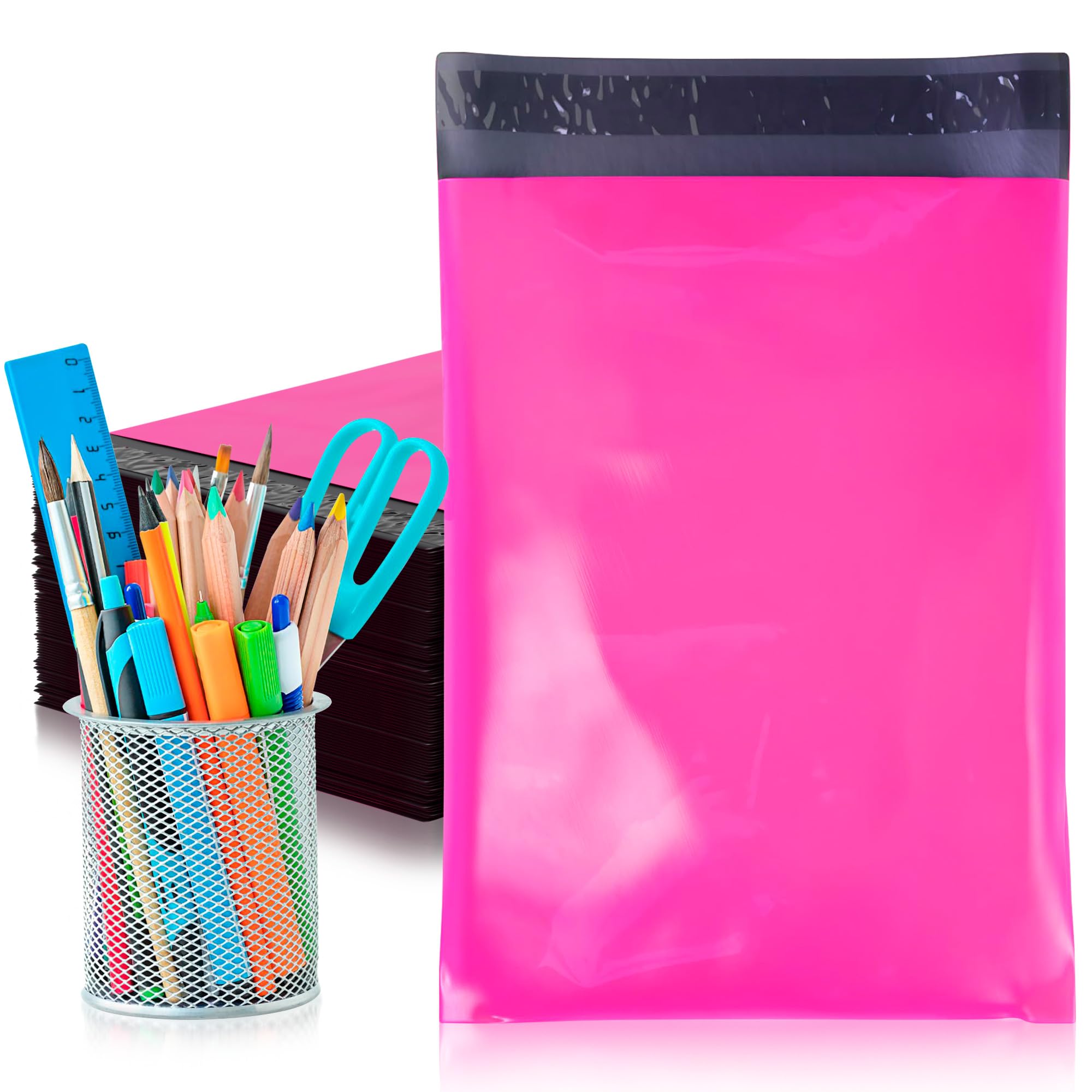 Hot Pink Poly Mailers 12x15.5 Inches - 1000 Pack Self-Sealing Waterproof Shipping Bags for Clothing | Durable Stretchable Poly Envelopes | Perfect for Ecommerce, Online Stores & Retail Packaging