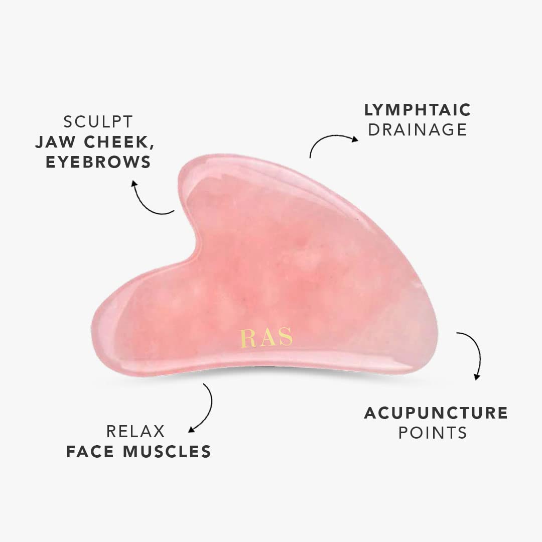 Luxury Rose Quartz Gua Sha Tool - 100% Authentic Crystal for Face Lifting, Contouring & Anti-Aging - Reduces Wrinkles & Improves Skin Elasticity - Perfect for Facial Massage & Skincare Routine - Pack of 1