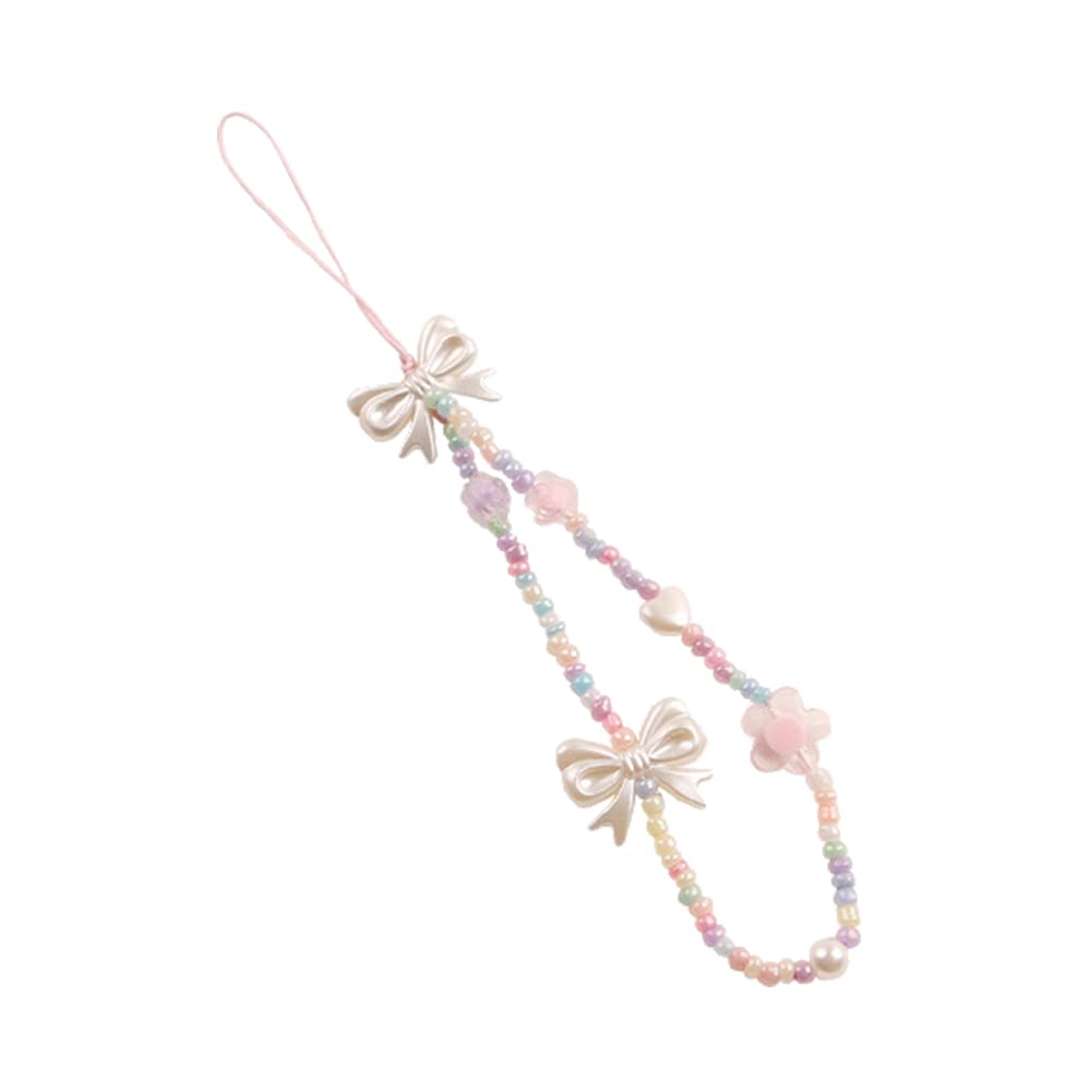 Universal Phone Lanyard with Bow & Pearl Beads - Colorful Anti-Lost Wrist Strap for Women & Girls | Cute Phone Charm, Keychain & Wallet Decoration | Perfect for Everyday Use, Travel & Shopping Accessories