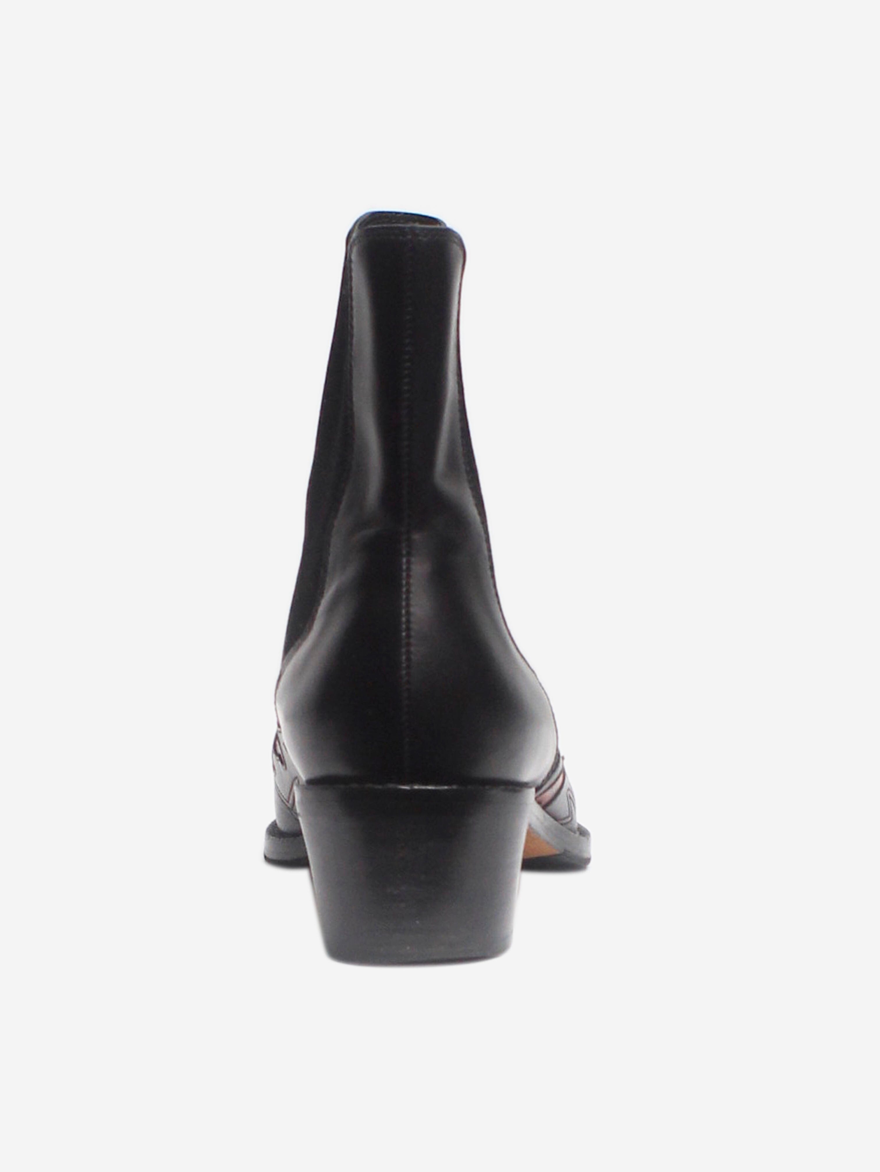 Black Western Chelsea Boots for Women - Size EU 38 (US 7.5) - Stylish Ankle Boots for Casual Outfits, Office Wear & Date Nights