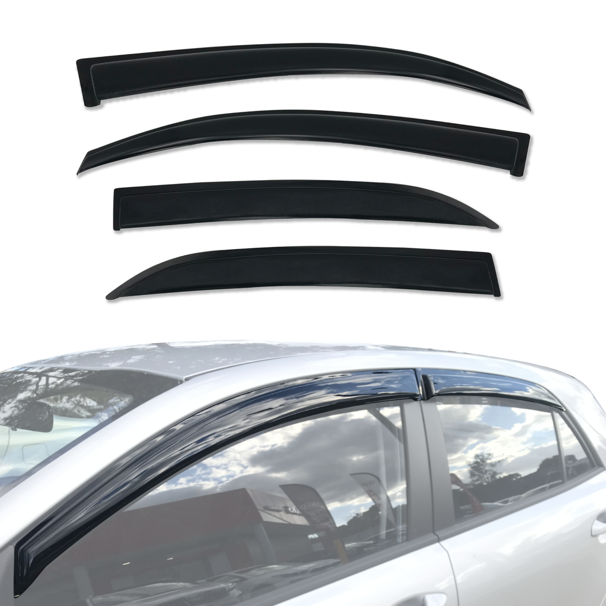 2016-2023 KIA RIO Hatchback Weather Shields - Car Window Rain Guards & Wind Deflectors for All-Weather Protection | Perfect for Rain, Snow & Highway Driving