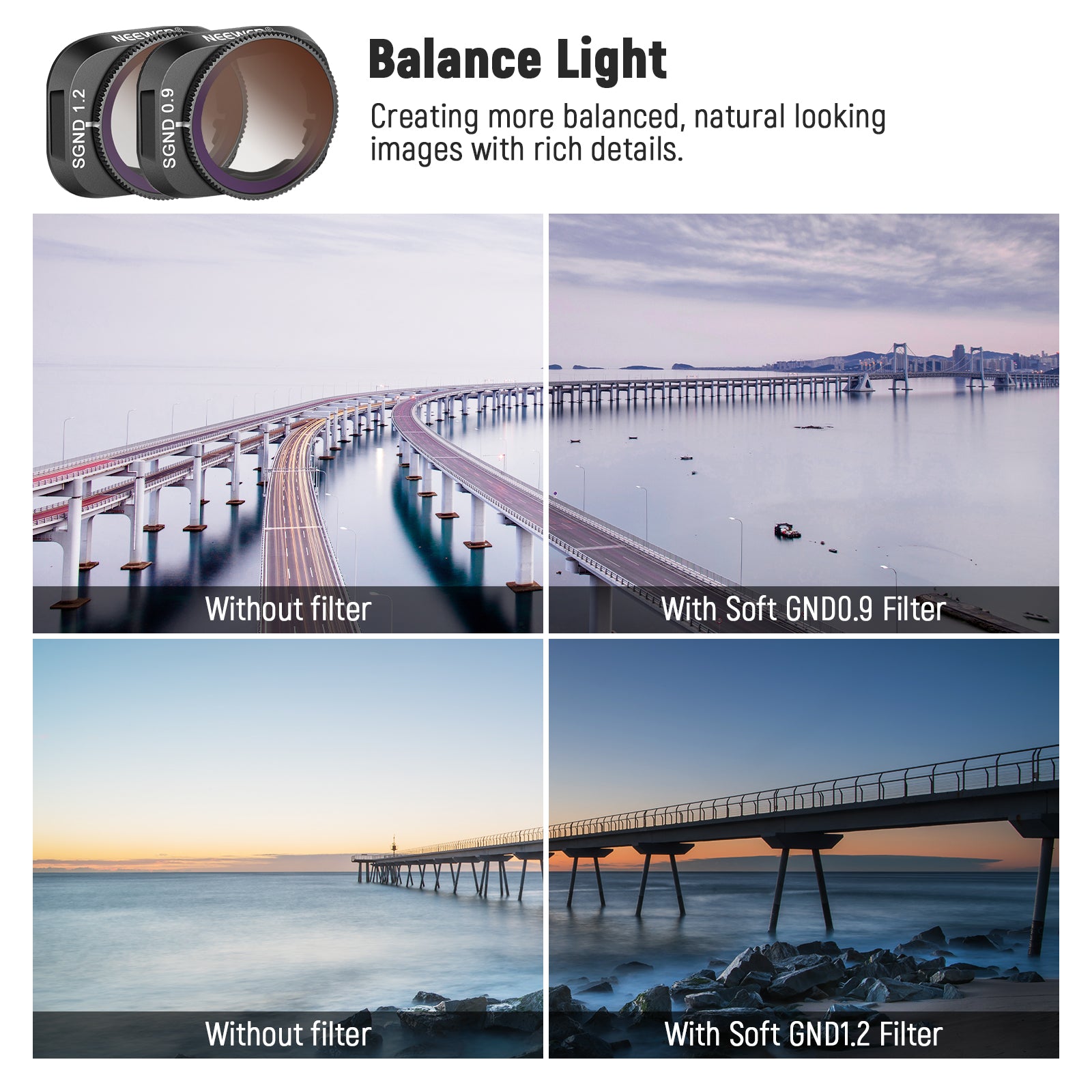 NEEWER FL 29 4-Pack ND & Effect Filter Kit for DJI Mini 3/Mini 3 Pro Drone - Enhance Aerial Photography with Variable Light Control for Cinematic Shots