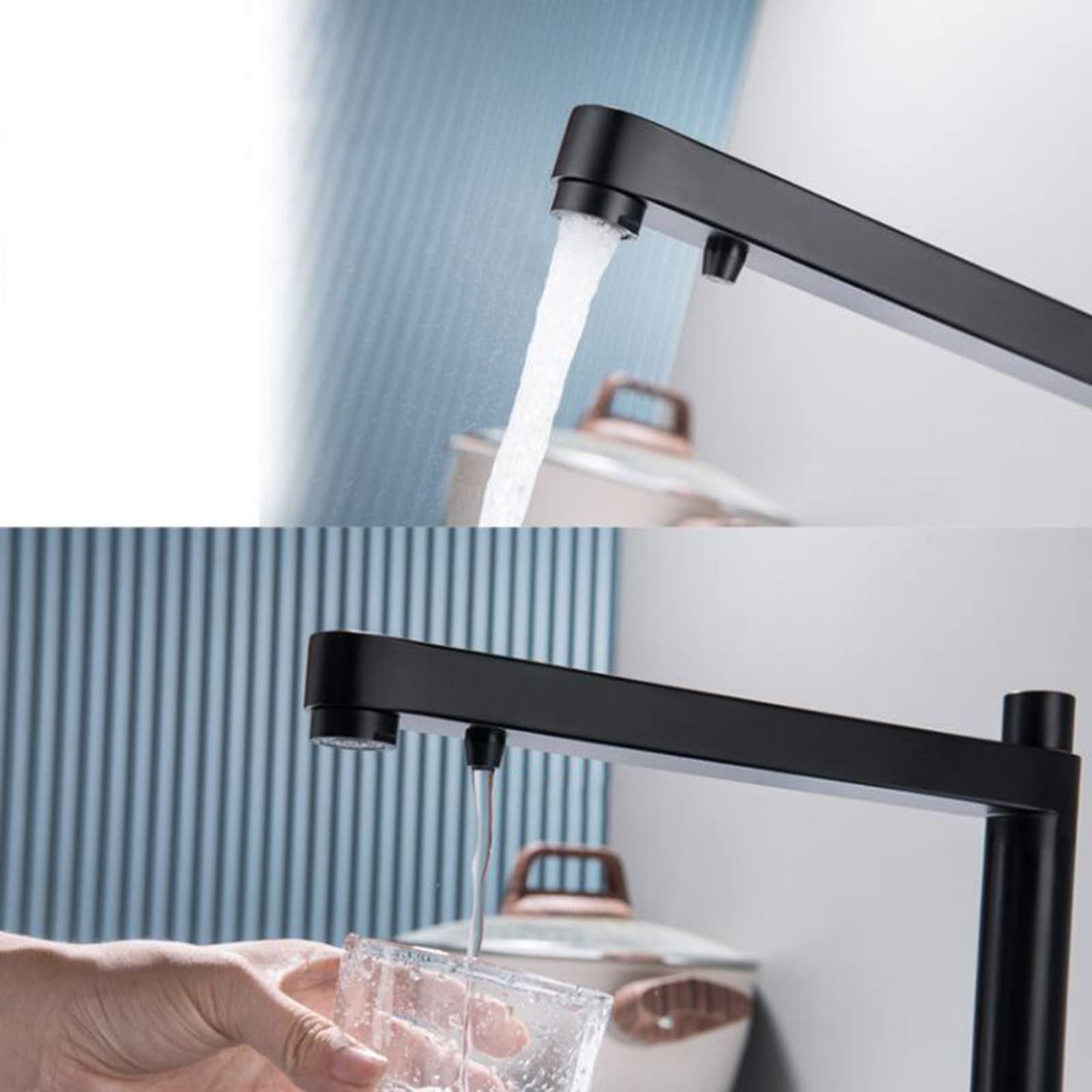 3-Way Black Stainless Steel Kitchen Faucet with Swivel Spout - Pull Down Sprayer for Sink - Can Open Windows - Perfect for Modern Kitchens, Restaurants & RVs