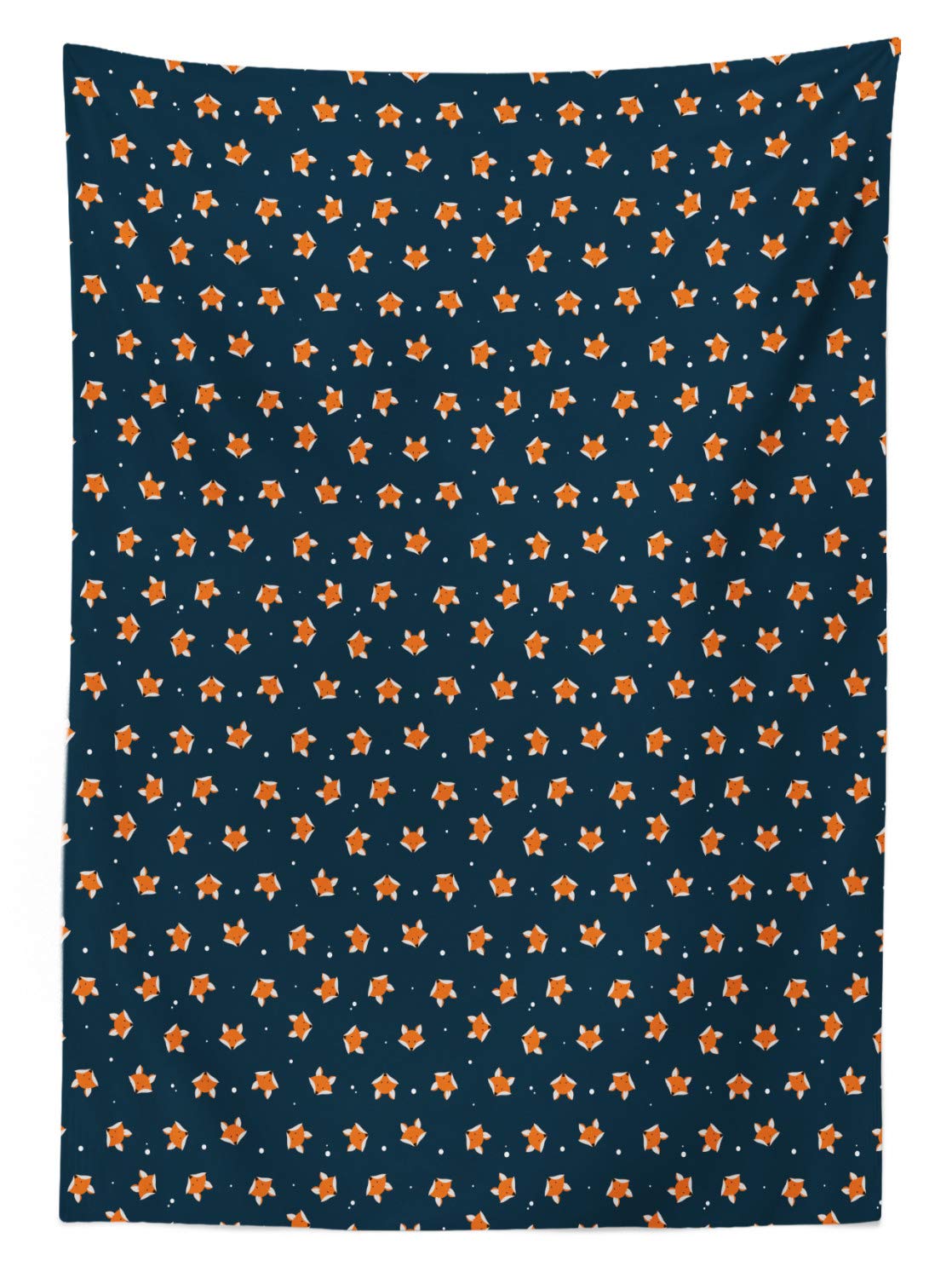 Ambesonne Fox Print Outdoor Tablecloth - Waterproof Washable Picnic Table Cover with Forest Animal Design, 58x84 Inches, Navy Blue & Orange - Perfect for Backyard BBQs, Camping, and Outdoor Dining Parties