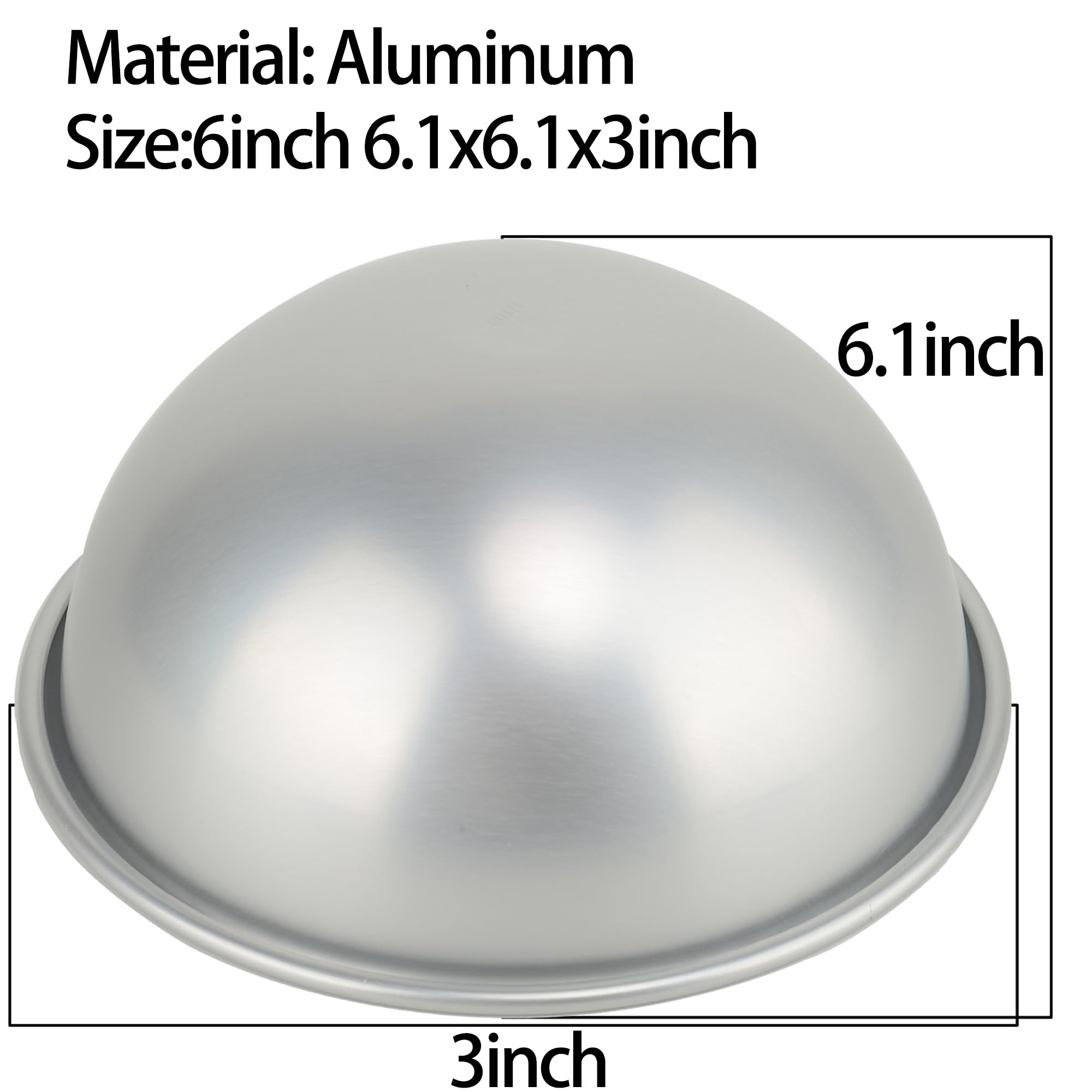 6 Inch Anodized Aluminum Hemisphere Cake Pan - 3D Sport Ball Baking Mold for DIY Birthday Cakes, Cupcakes & Desserts | Perfect for Sports-Themed Parties, Baby Showers & Special Celebrations