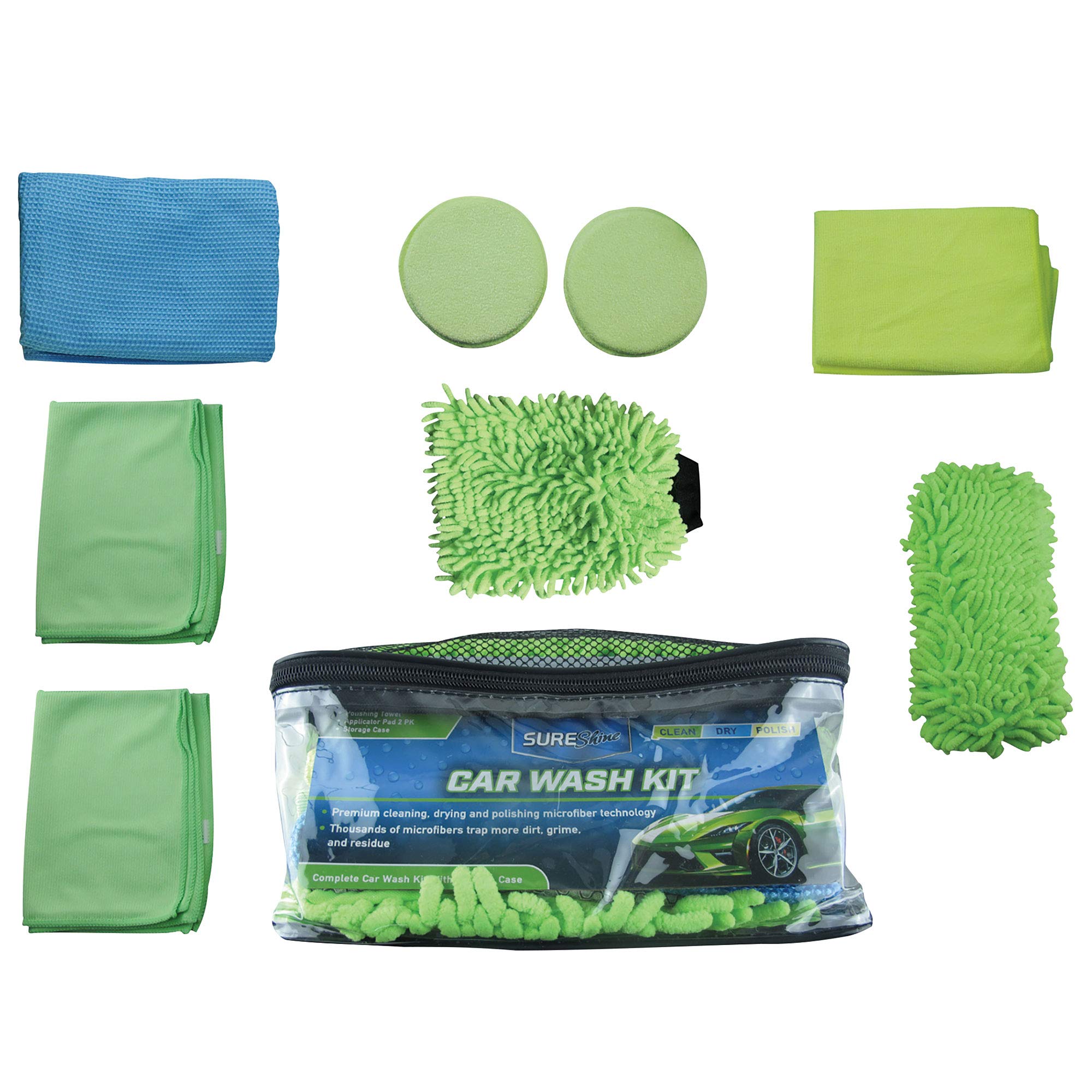 Simoniz Premium Car Wash Kit - Blue, Green, Yellow - Complete Auto Detailing Set for Shiny, Spotless Cars - Perfect for Home, Garage & Professional Use