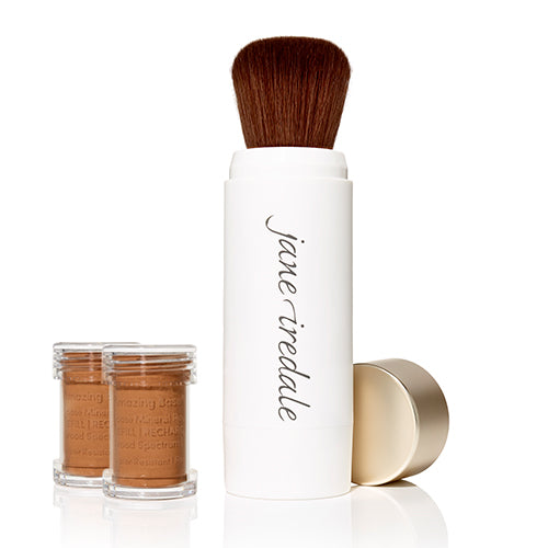 Jane Iredale Amazing Base Refillable Mineral Powder Brush with SPF 20/15 - Buildable Coverage for Flawless Makeup Application, Perfect for On-the-Go Touch Ups & Daily Sun Protection